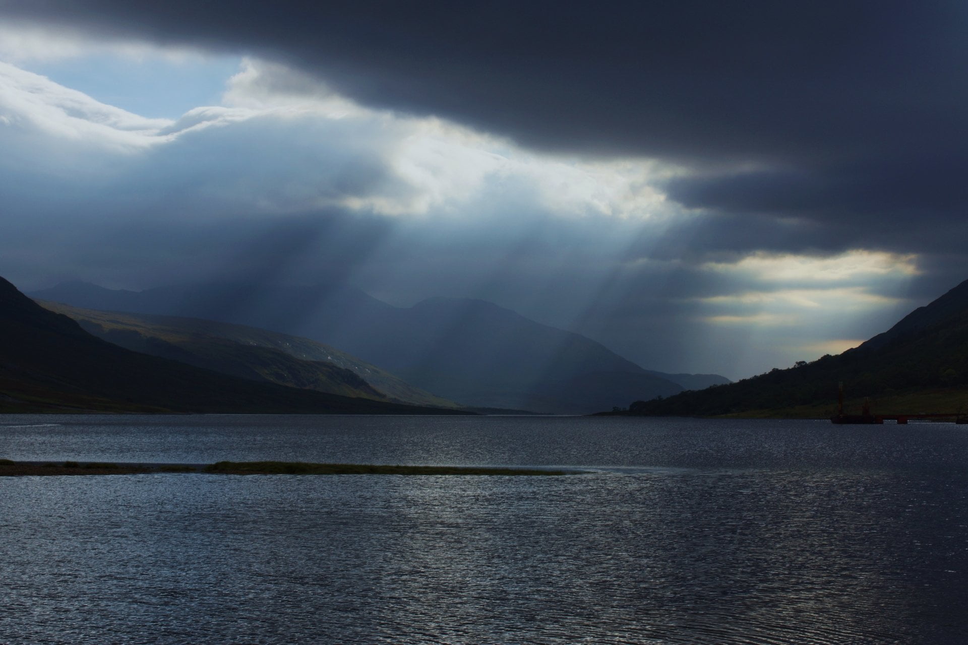 mountain range, tranquil scene, outdoors, waterfront, 1080P, cloud - sky, tranquility, day, storm, sky, Nature, Loch Etive, Scotland, scenics - nature, HD Wallpaper