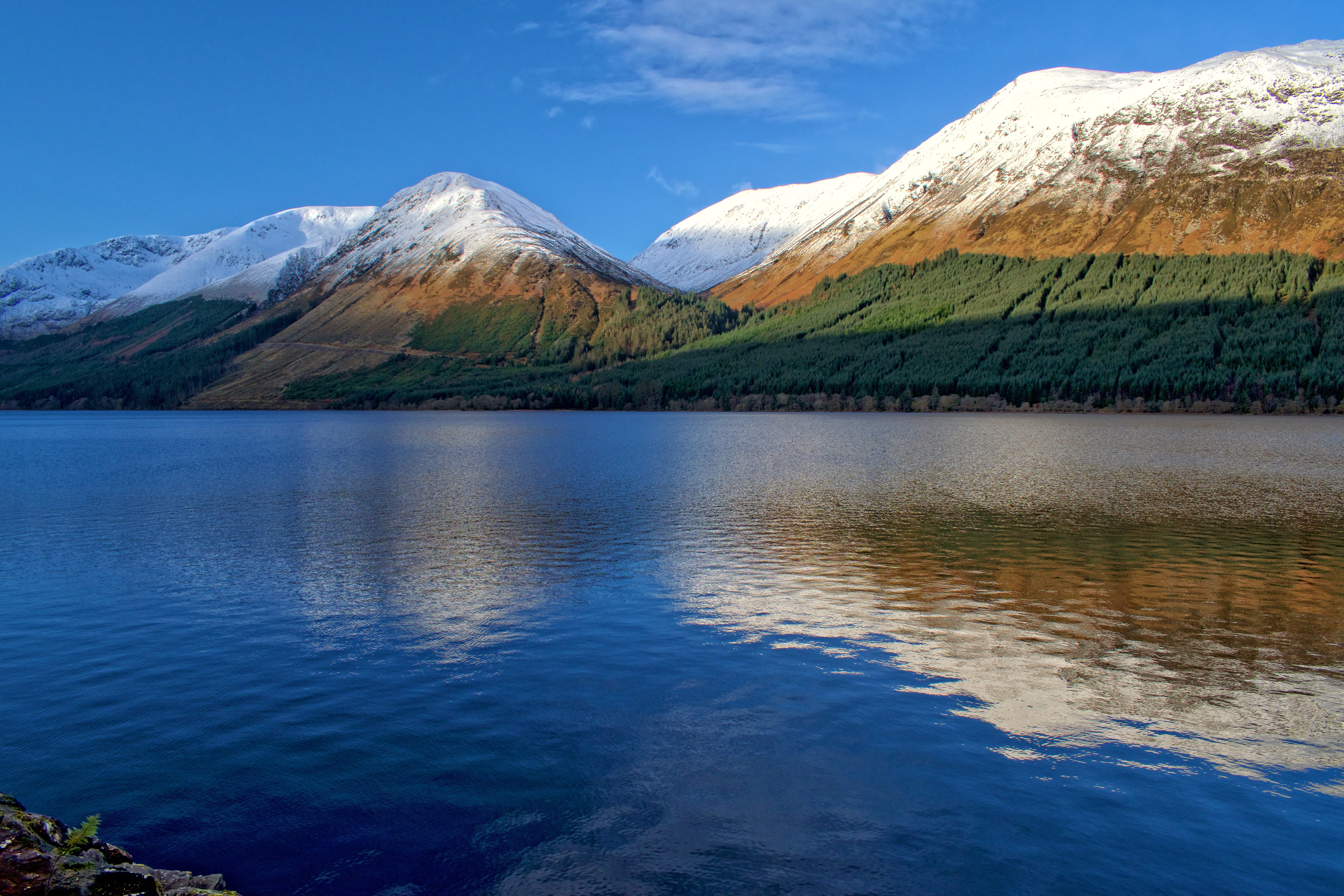 scenics - nature, idyllic, beauty in nature, reflections, snow, a82, mountain range, loch oich, water, lake, tranquil scene, non-urban scene, loch, day, HD Wallpaper