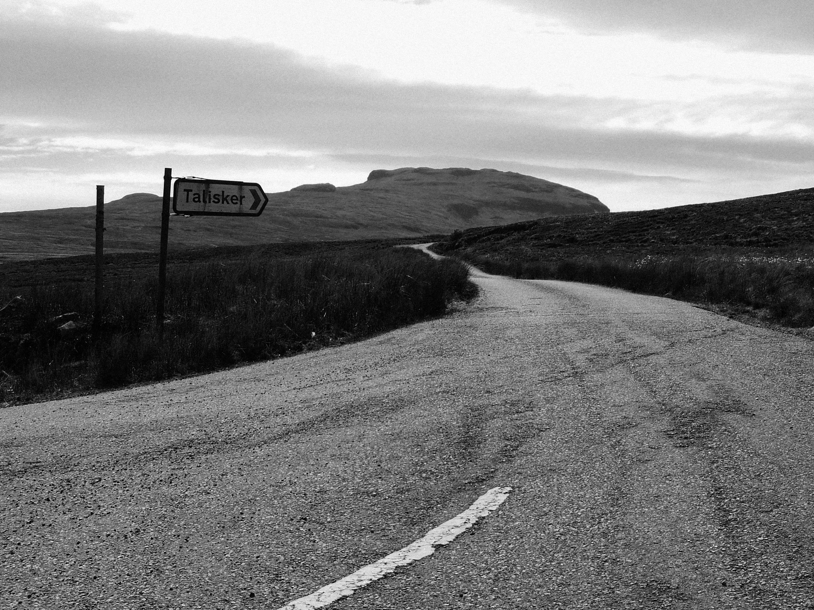 environment, tranquil scene, nature, isle of skye, text, road sign, day, cloud - sky, empty road, highlands, outdoors, sign, landscape, talisker, communication, HD Wallpaper