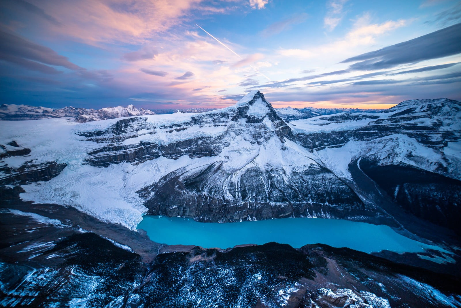cold temperature, mountain peak, winter, environment, sky, sunset, tranquility, ice, 720P, snow, cloud - sky, Rocky Mountains, idyllic, no people, snowcapped mountain, HD Wallpaper