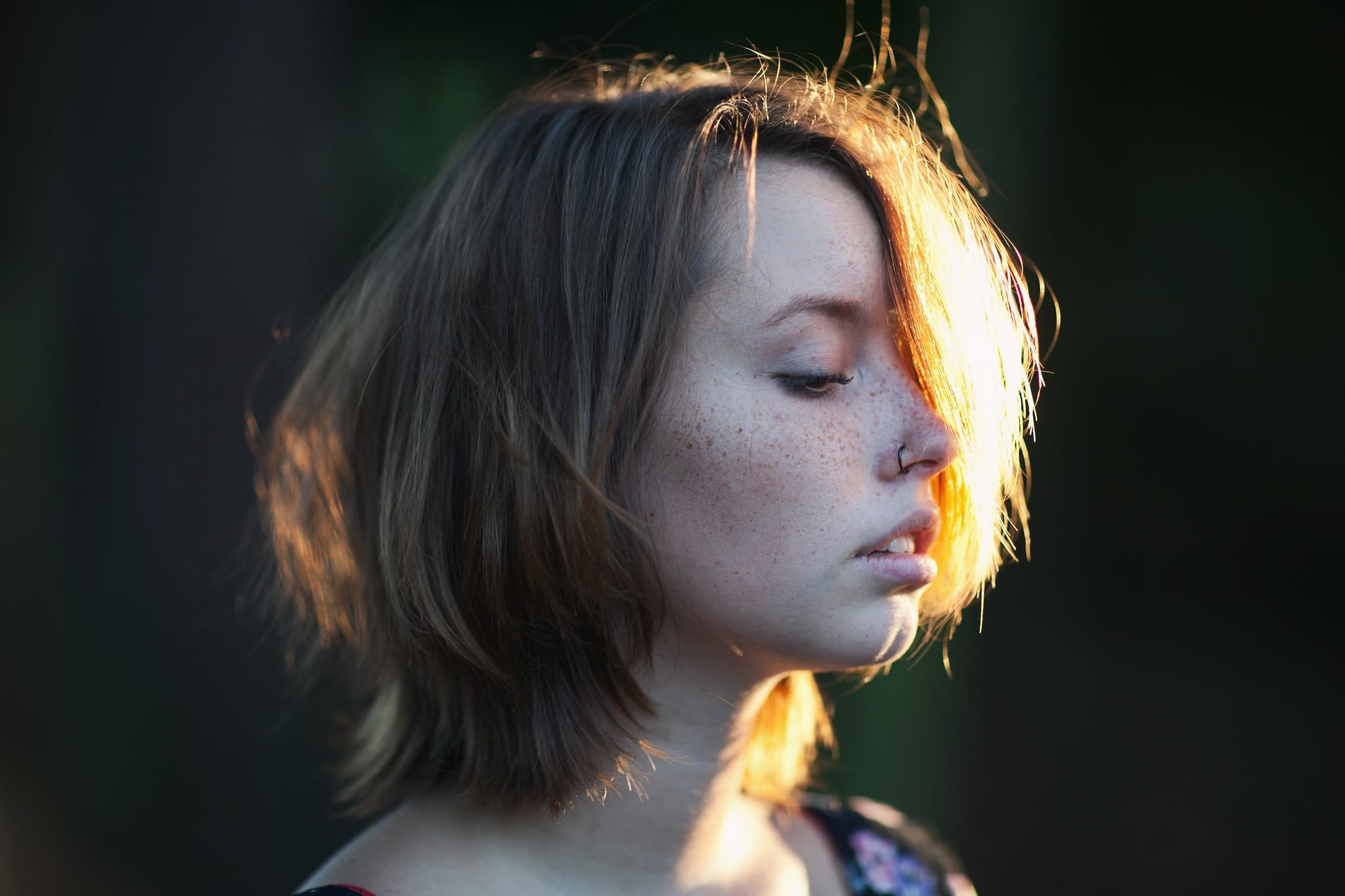 side view, hairstyle, profile, brunette, looking away, focus on foreground, hair, real people, freckles, young women, close-up, contemplation, human face, HD Wallpaper