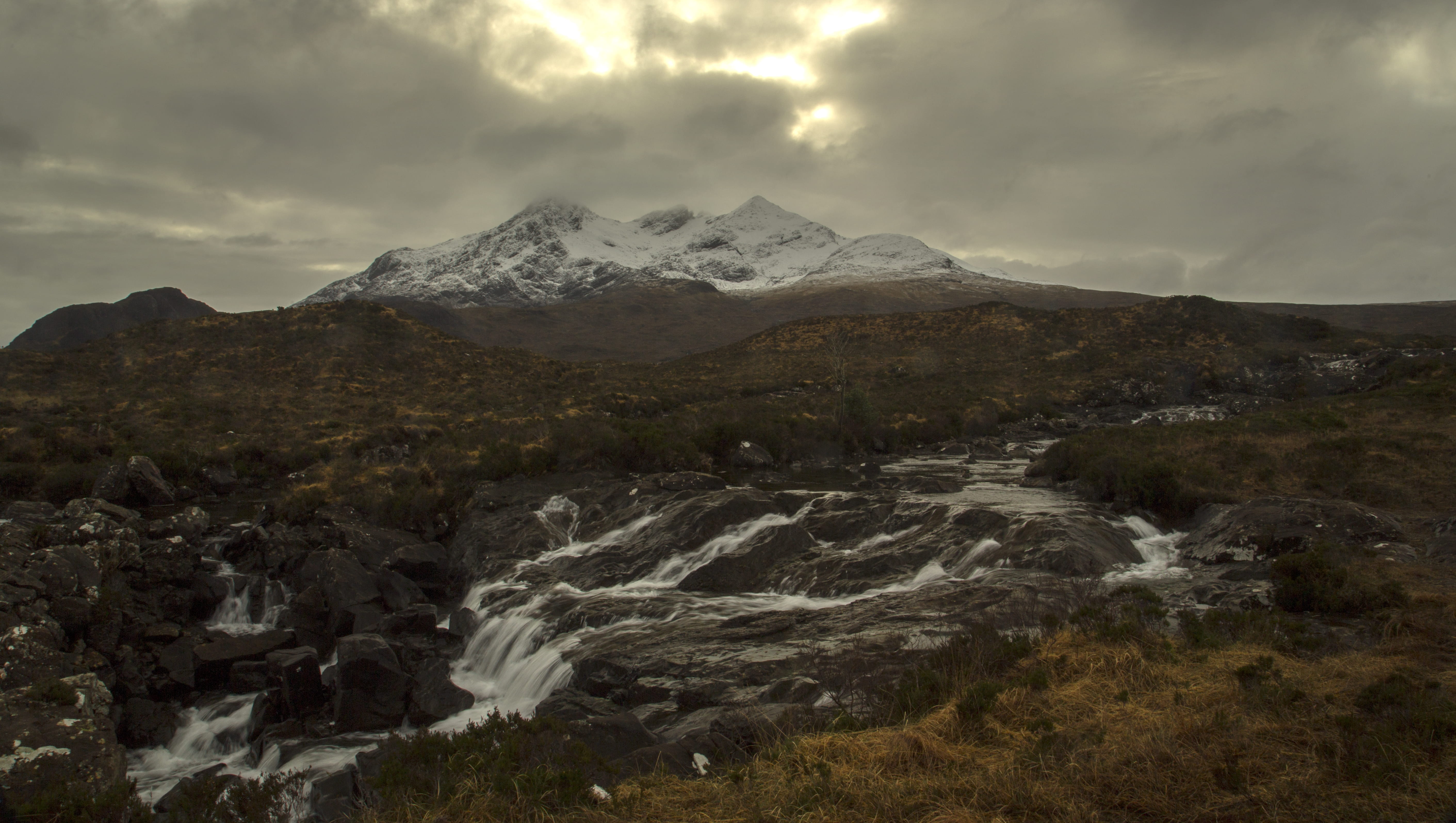 cuillins, united kingdom, cloud - sky, isle of skye, snowcapped mountain, solid, no people, tranquility, landscape, scenics - nature, environment, mountain peak, HD Wallpaper