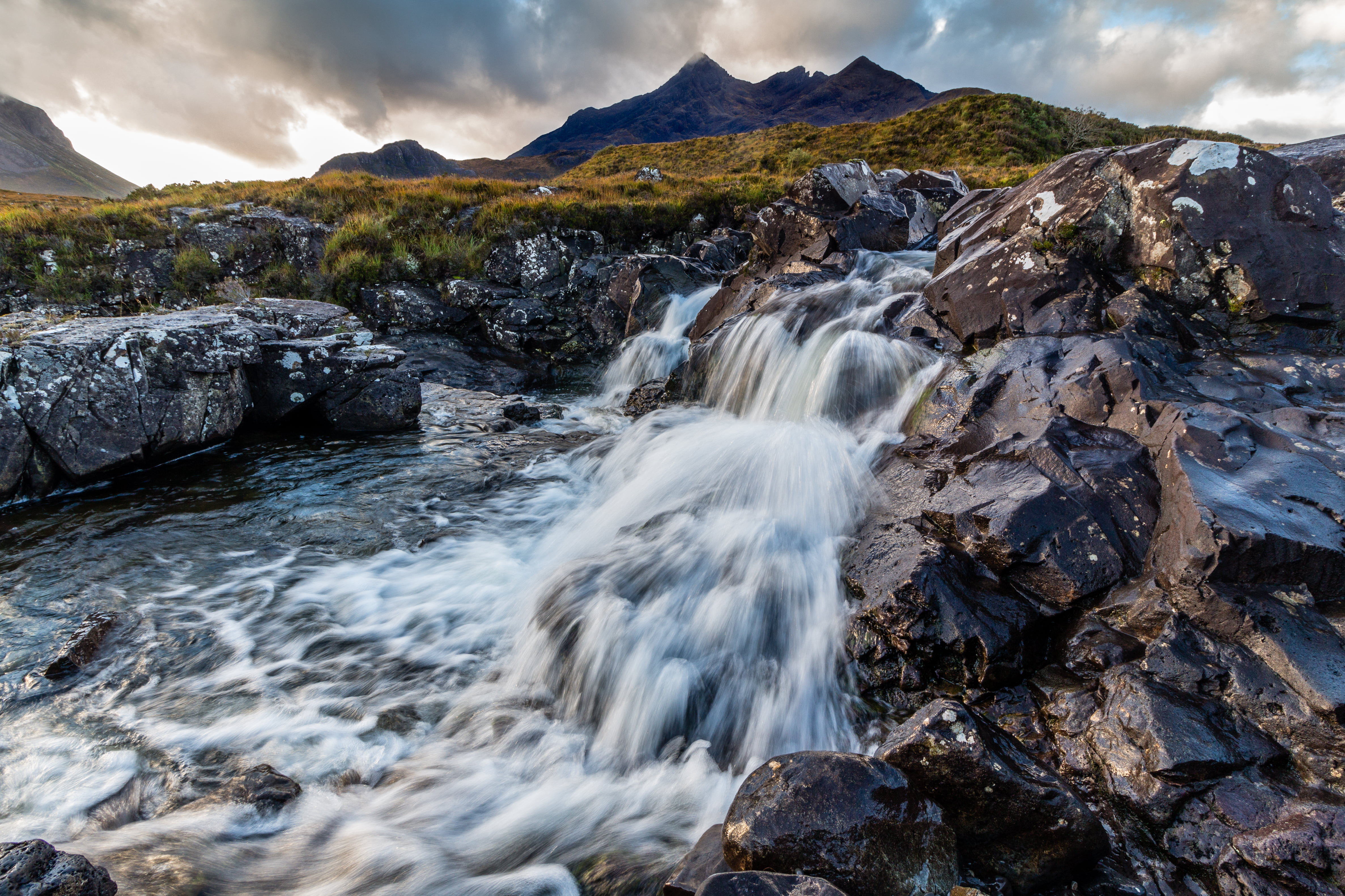 nature, photo, cuillins, rock - Object, isle, mountains, summer, scenics, poetry, waterfall, Cuillin, ridge, miller, river, Sligachan, poem, Scotland, Kayleigh, HD Wallpaper