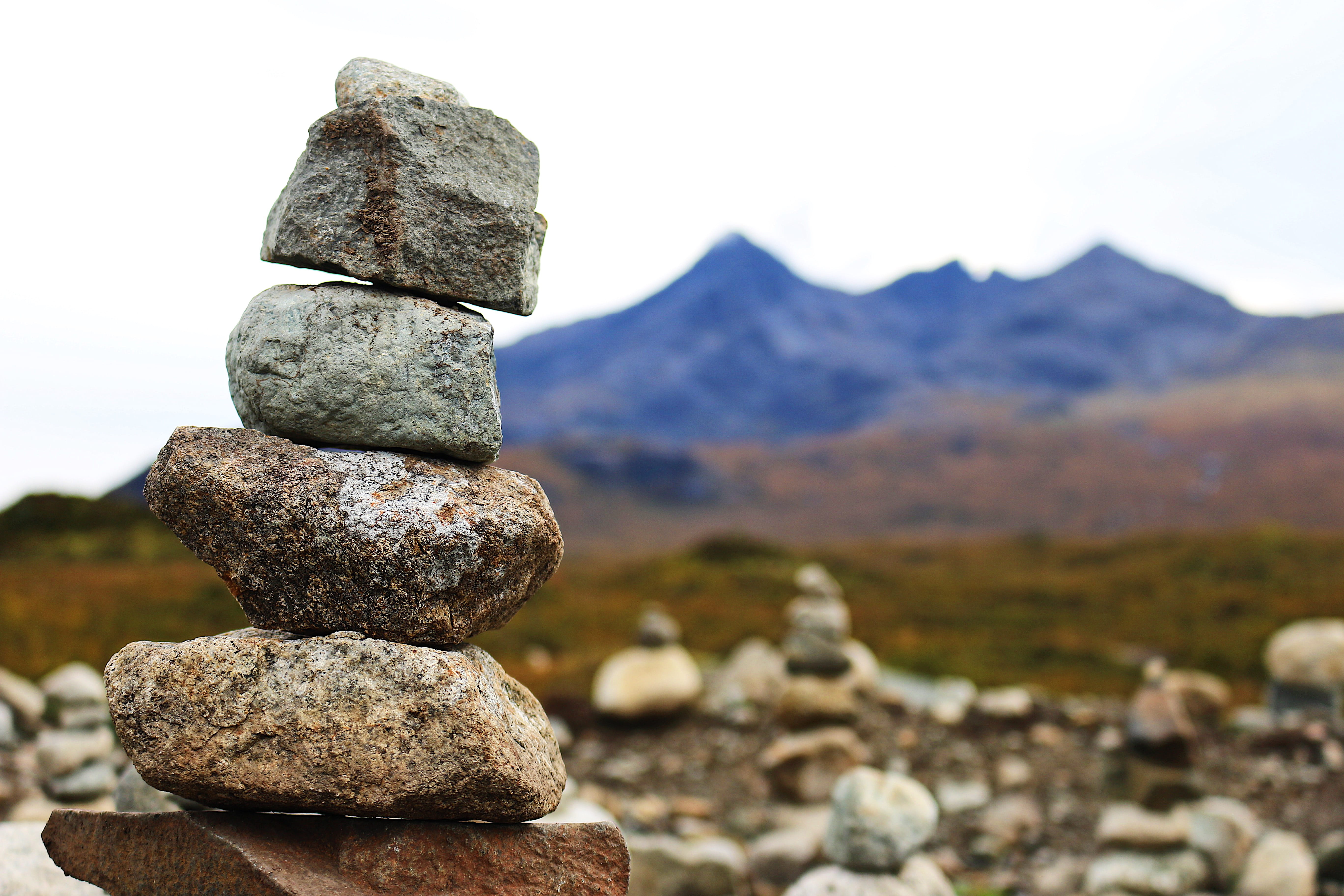 rock, nature, scotland, stones, tranquility, united kingdom, sligachan, balance, focus on foreground, stack, textured, day, stone - object, close-up, 5K, HD Wallpaper
