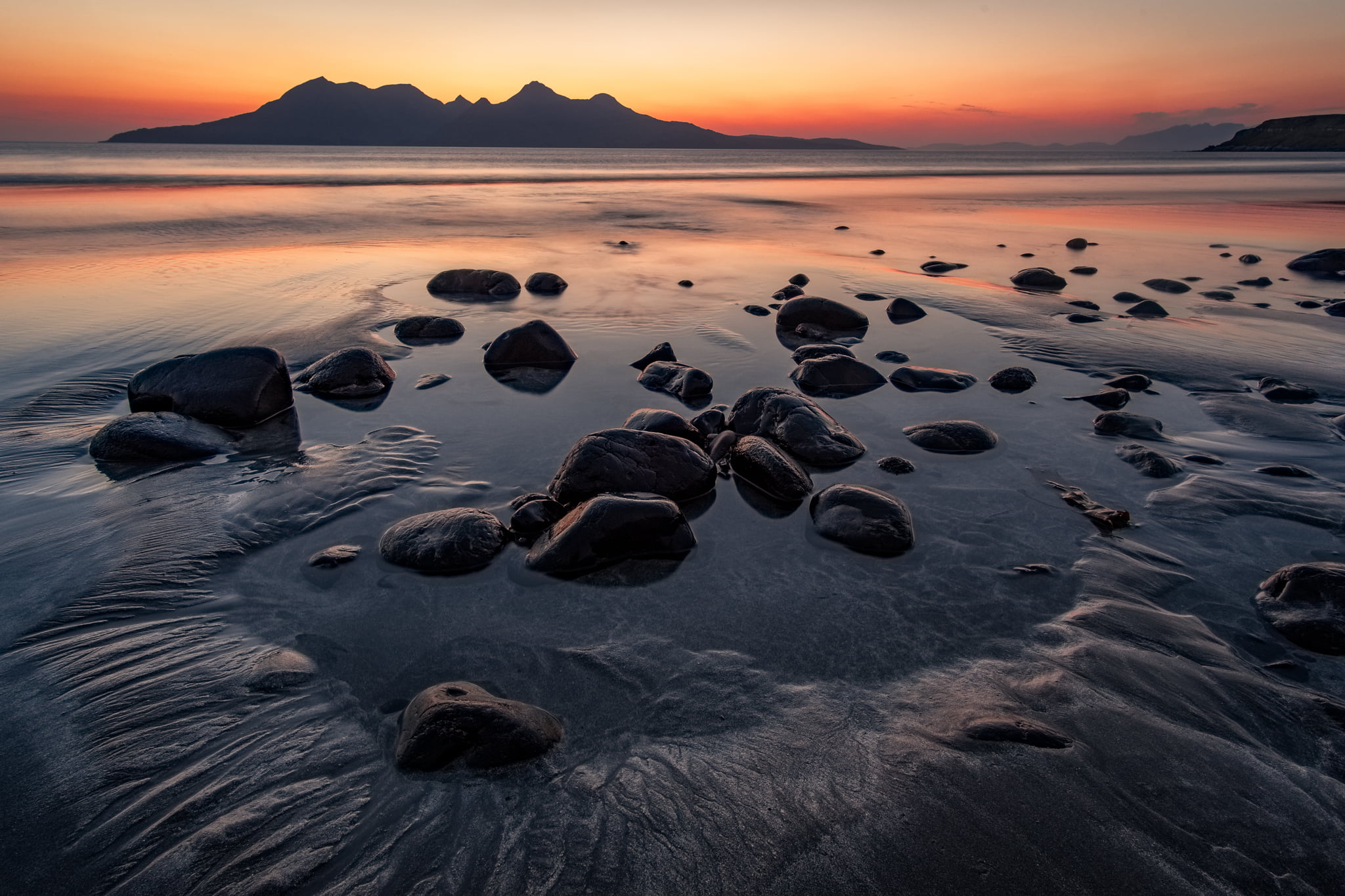 rocks, sea, samyang, scenics, scotland, 1080P, nature, beach, sunset, dusk, rock - Object, Explored, outdoors, landscape, eigg, Nest, HD Wallpaper