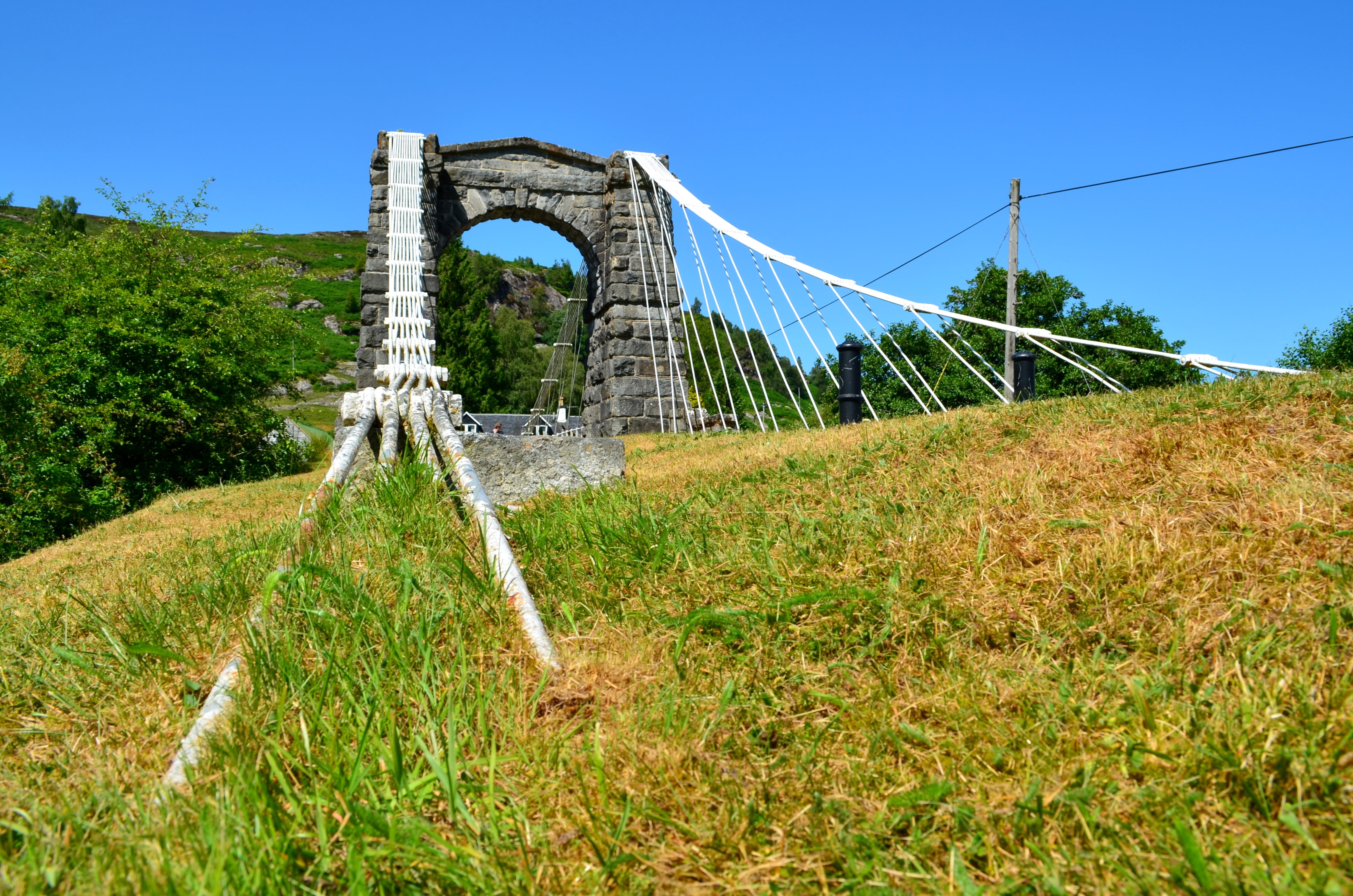 arch, atmospheric, blue, england, scotland, lake, bridge, architecture, landscape, rock, built structure, plant, sky, summer, highlands and islands, 4K, HD Wallpaper