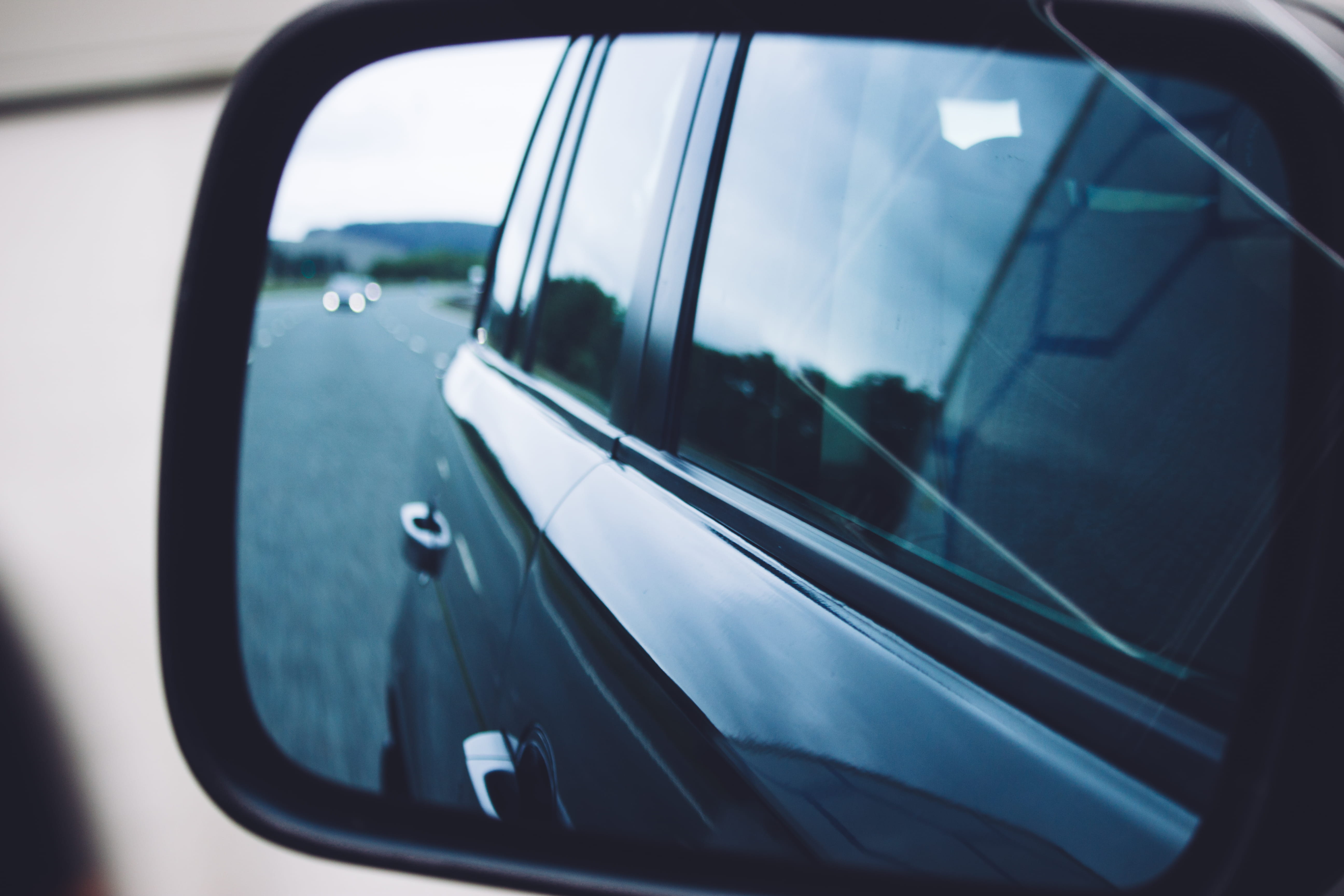 motor vehicle, mirror, nature, road trip, traffic, glass - material, travel, reflection, outdoors, 5K, mode of transportation, vehicle mirror, focus on foreground, HD Wallpaper