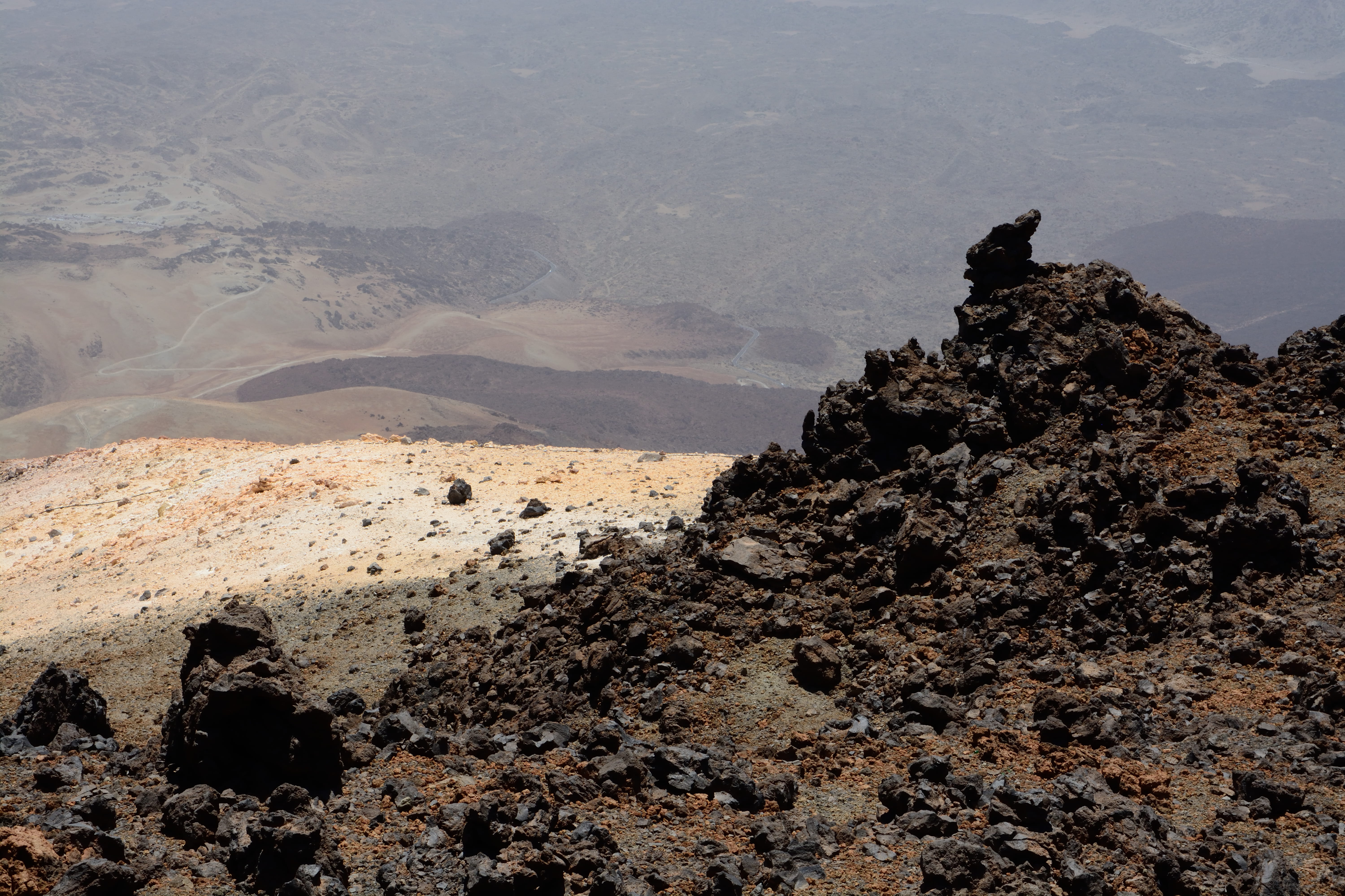 day, arid climate, mount teide, black, 5K, land, tranquil scene, outdoors, rock formation, nature, solid, scenics - nature, no people, lava, water, spain, HD Wallpaper