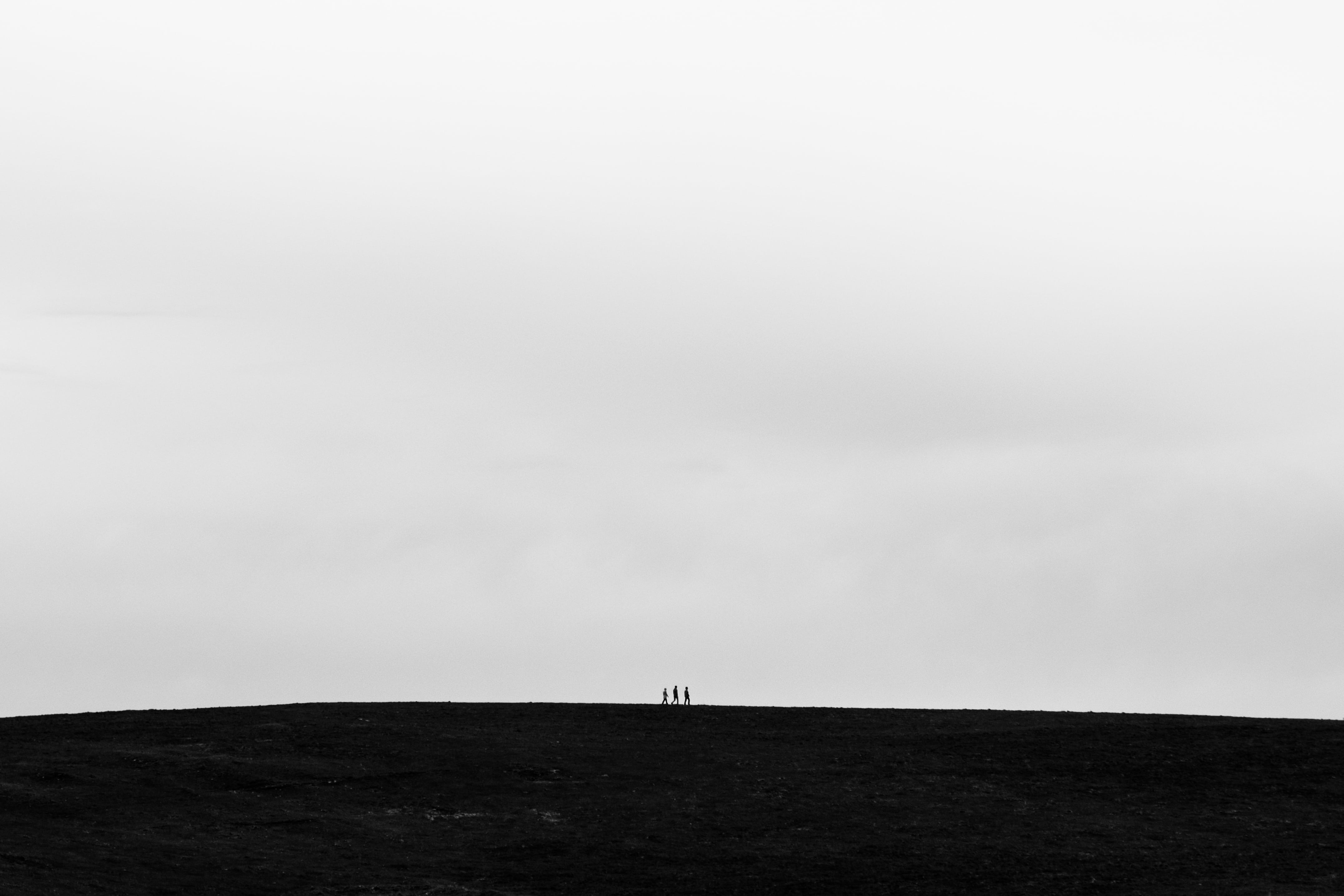 highland, unrecognizable person, black And White, mountain, scenics - nature, daytime, gray, horizon, black, beauty in nature, horizon over land, environment, HD Wallpaper