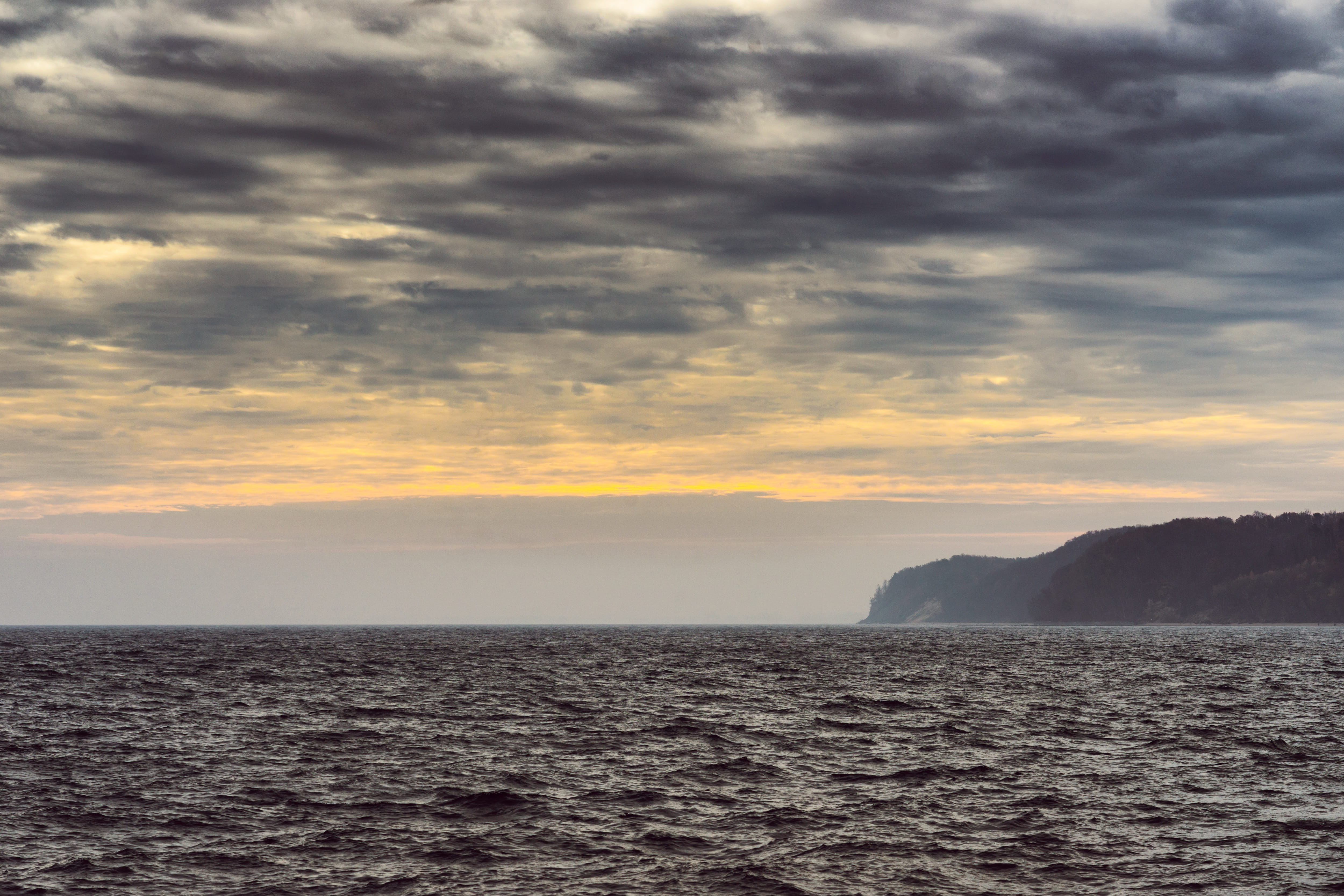distant, tranquility, dramatic, idyllic, weather, nature, sky, power in nature, remote, waves, waterfront, scenics - nature, sea, ocean, clouds, horizon over water, HD Wallpaper