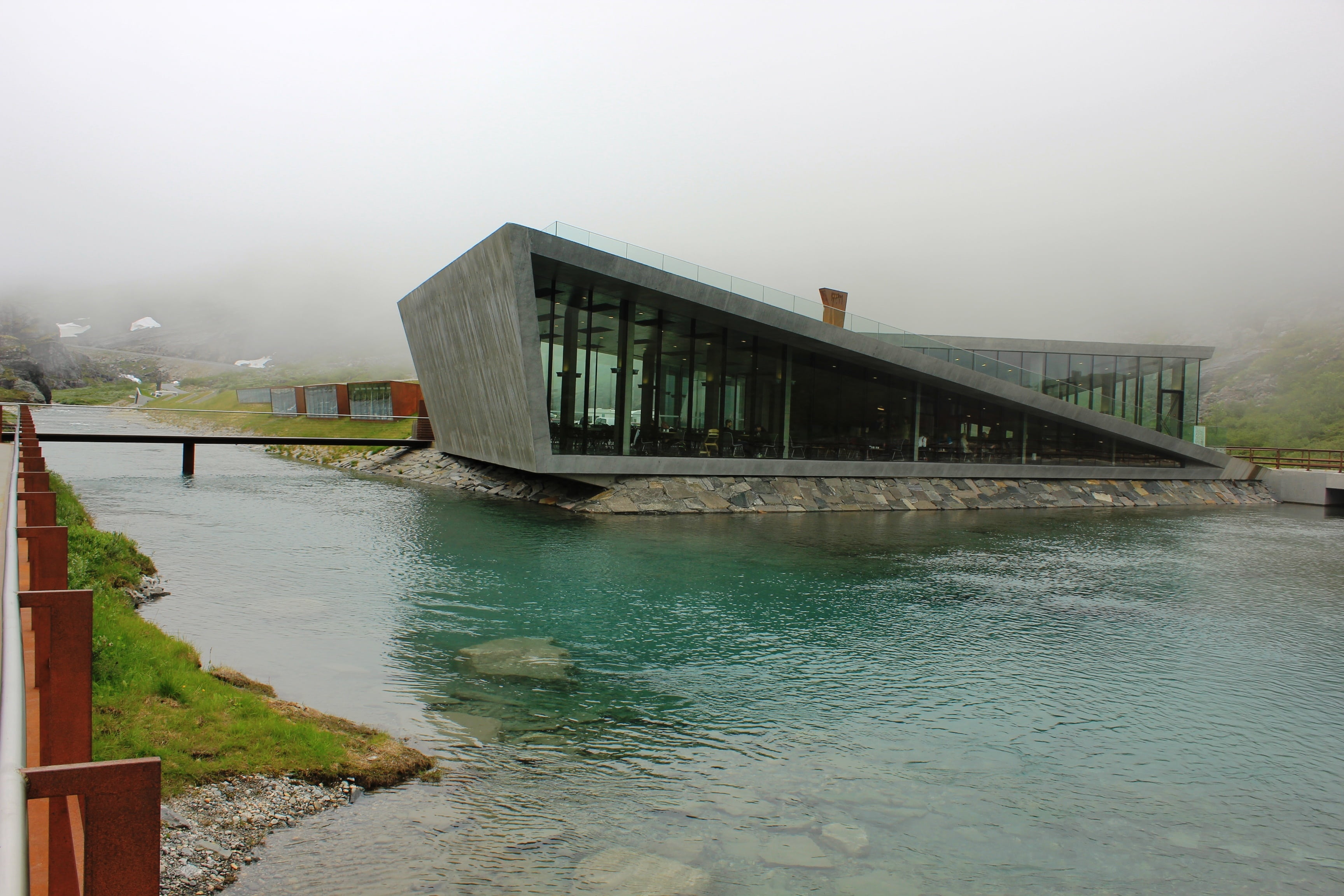 trollstigen, norway, outdoors, building exterior, no people, nature, daytime, connection, water, building, footbridge, gray, bridge - man made structure, HD Wallpaper