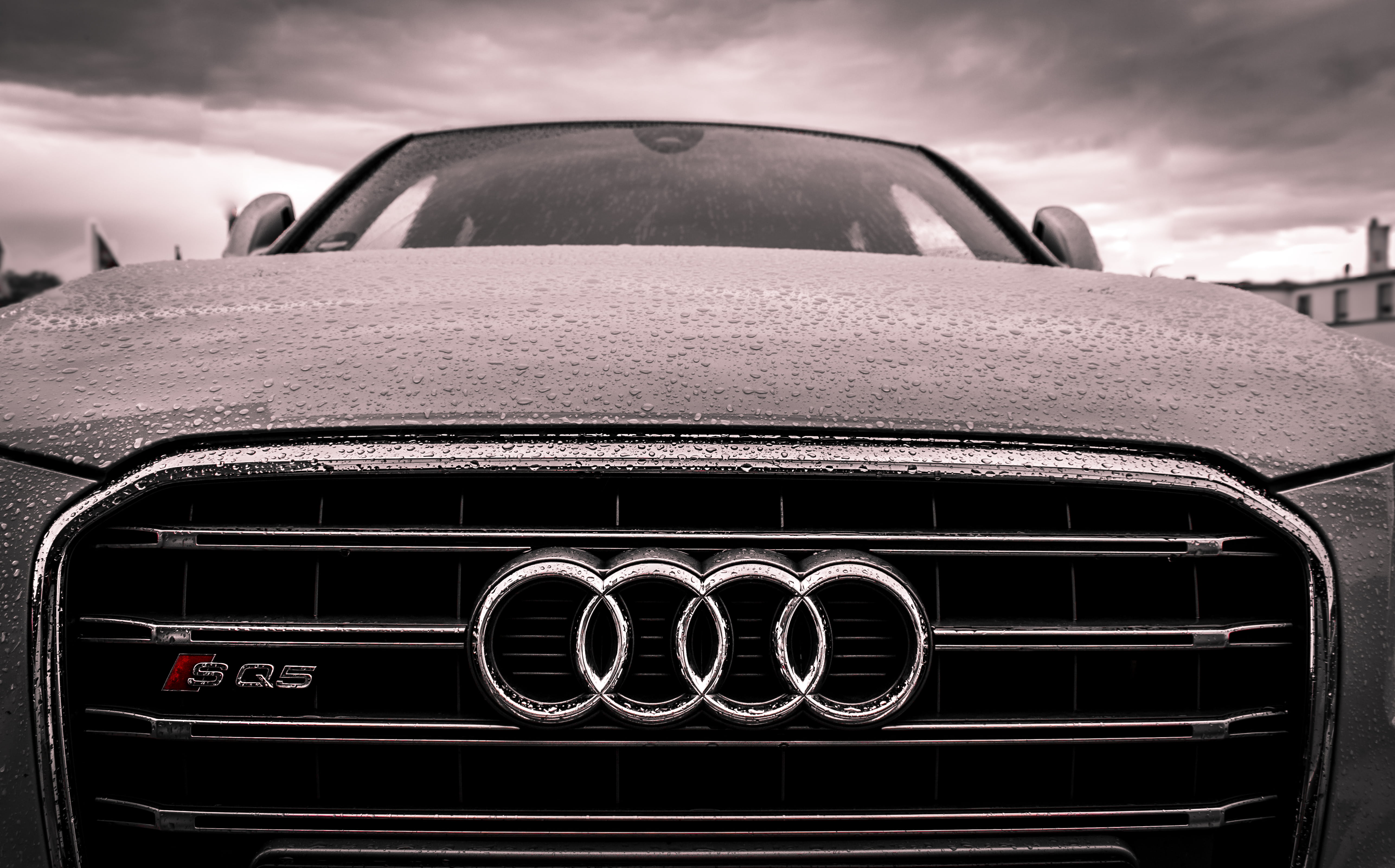 photography, vintage car, mode of transportation, land vehicle, front view, sky, raining, hood, day, close-up, car, black, rsq, rain drops, outdoors, automotive, HD Wallpaper
