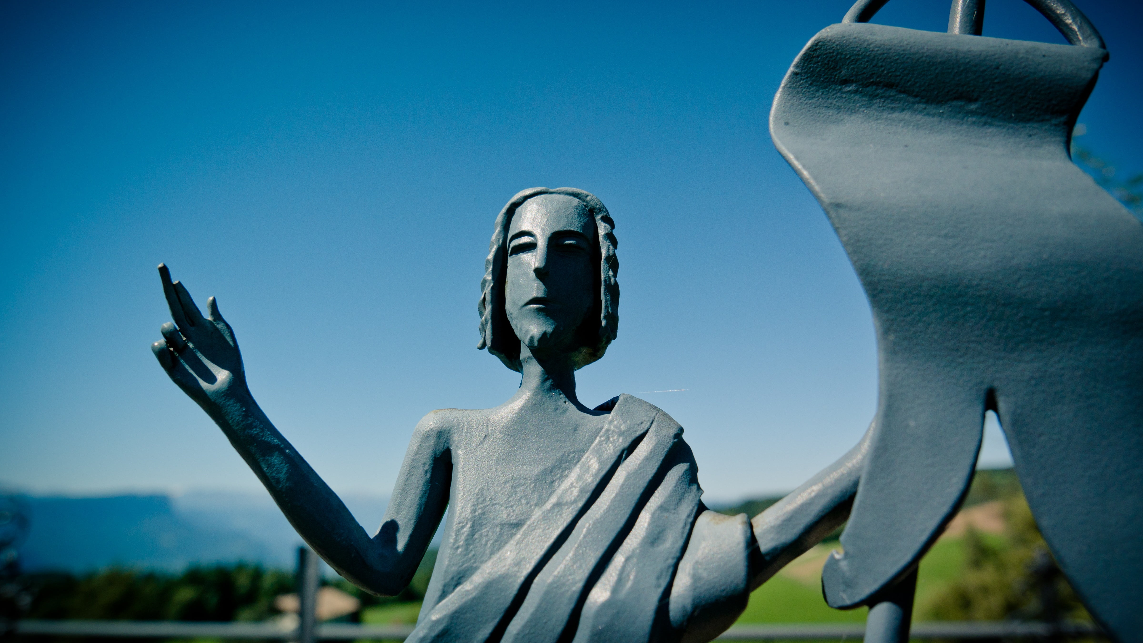 metal figure, sculpture, bust, representation, metal, head, art, face, angel, gesture, creativity, no people, day, close-up, human representation, clear sky, HD Wallpaper