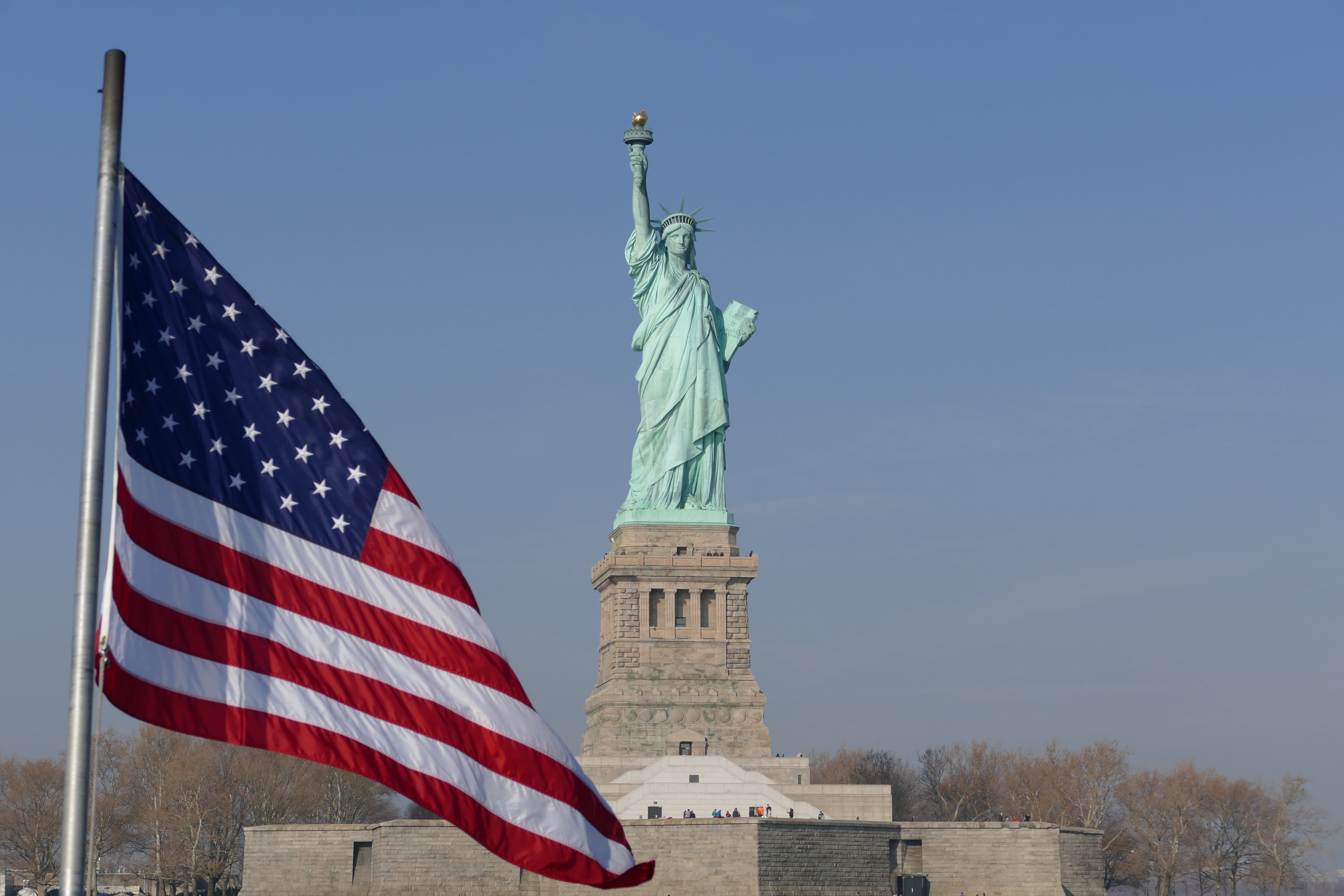 architecture, freedom, no people, 5K, day, built structure, nation, travel destinations, sky, statue of liberty, nature, sculpture, national icon, tourism, HD Wallpaper