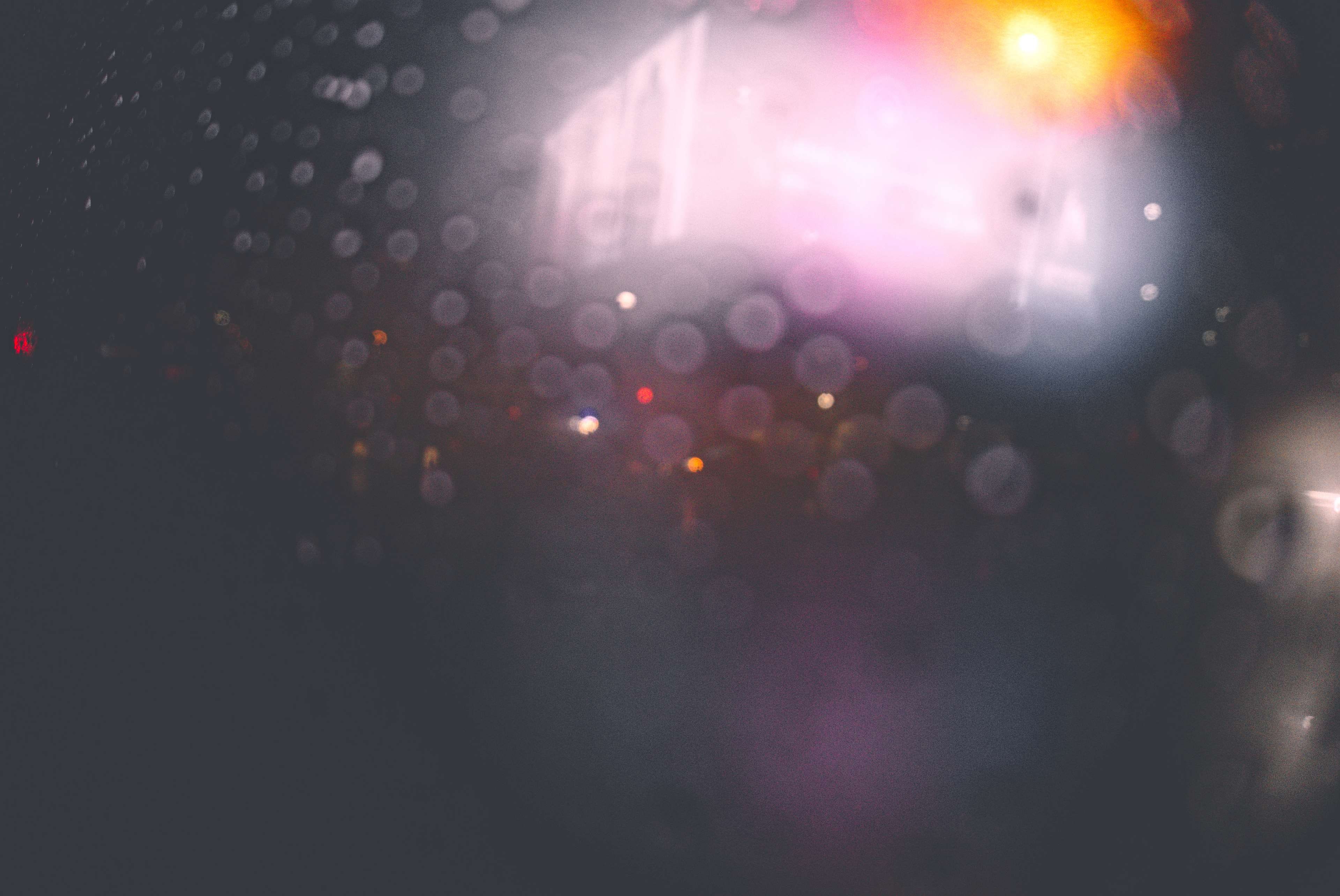 no people, 4K, nightlife, building exterior, water, apartment building, multi colored, manhattan, indoors, car lights, raindrop, car, transportation, selective focus, HD Wallpaper