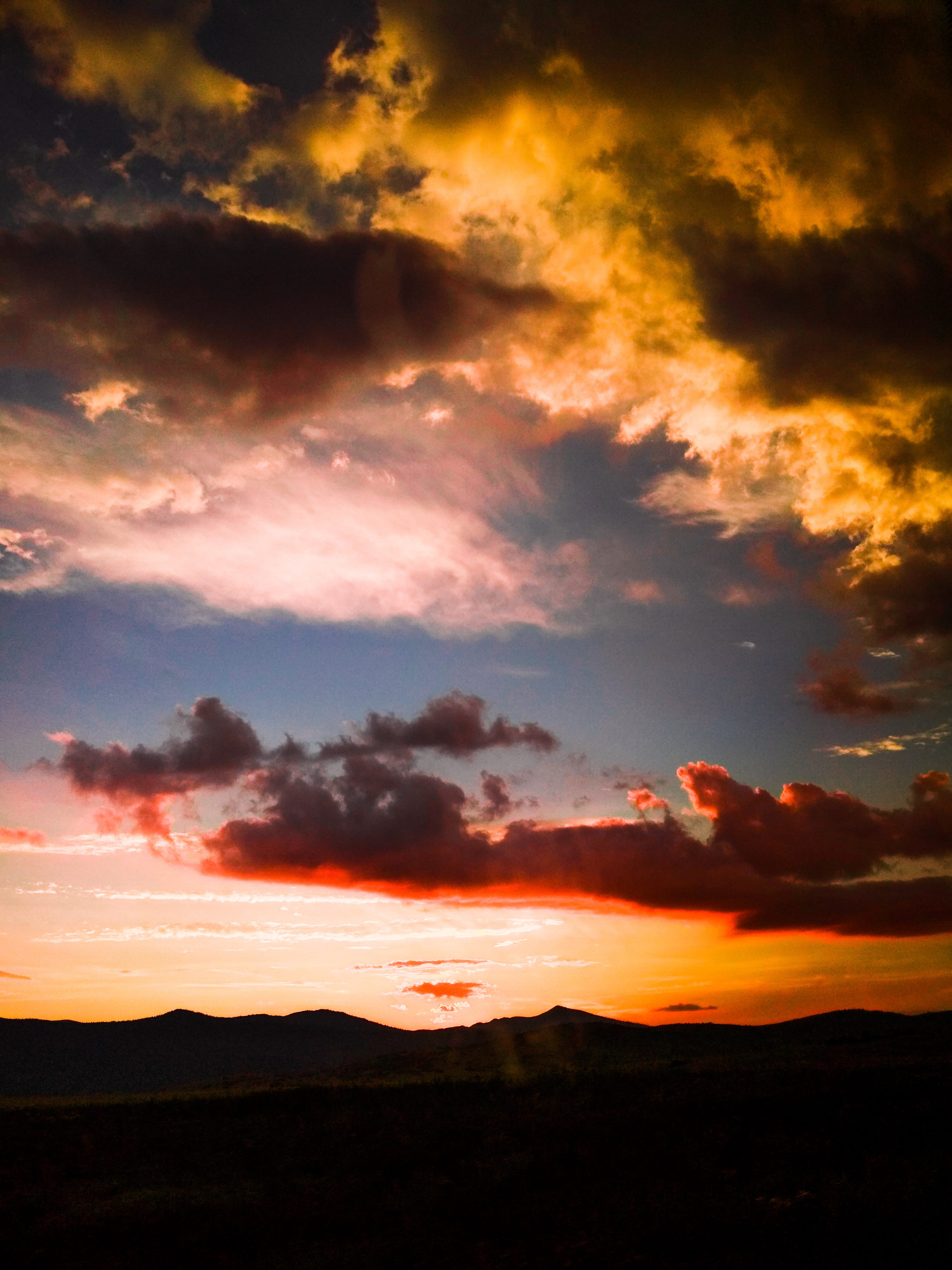 blue, unsplash book, no People, gold Colored, scenics, vibrant Color, color Image, weather, outdoors, cloud - Sky, red, sunrise - Dawn, hill, Phone HD Wallpaper