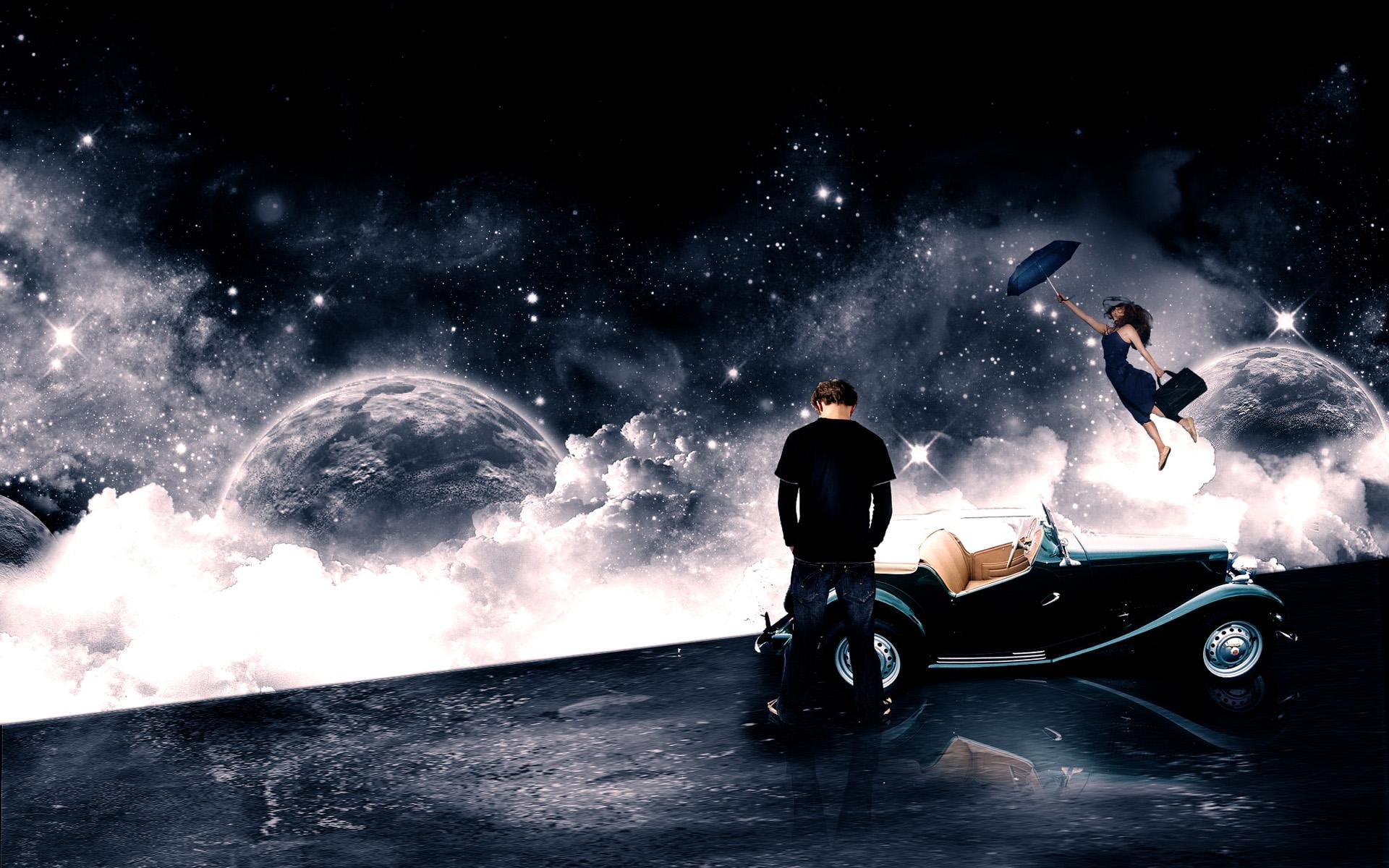 white, blue, nice, widescree, photoshop, women, death, gone, 1080P, background, love, woman, black, HD Wallpaper