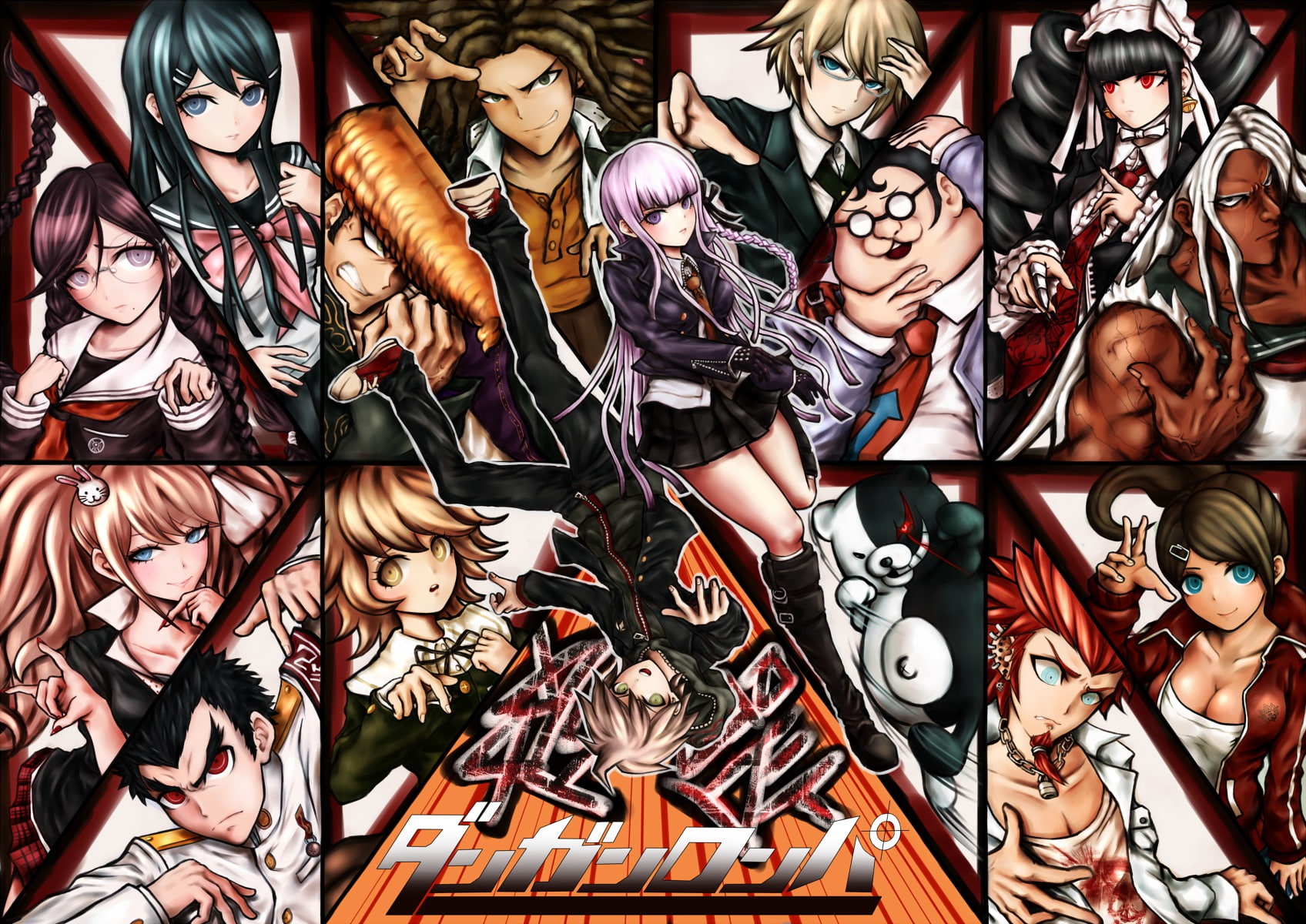 byakuya, monokuma, makoto, group, reon, fukawa, oyume, aoi, 720P, mondo, yamada, kuwata, oowada, naegi, sakura, dangan ronpa, ookami, togami, asahina, HD Wallpaper