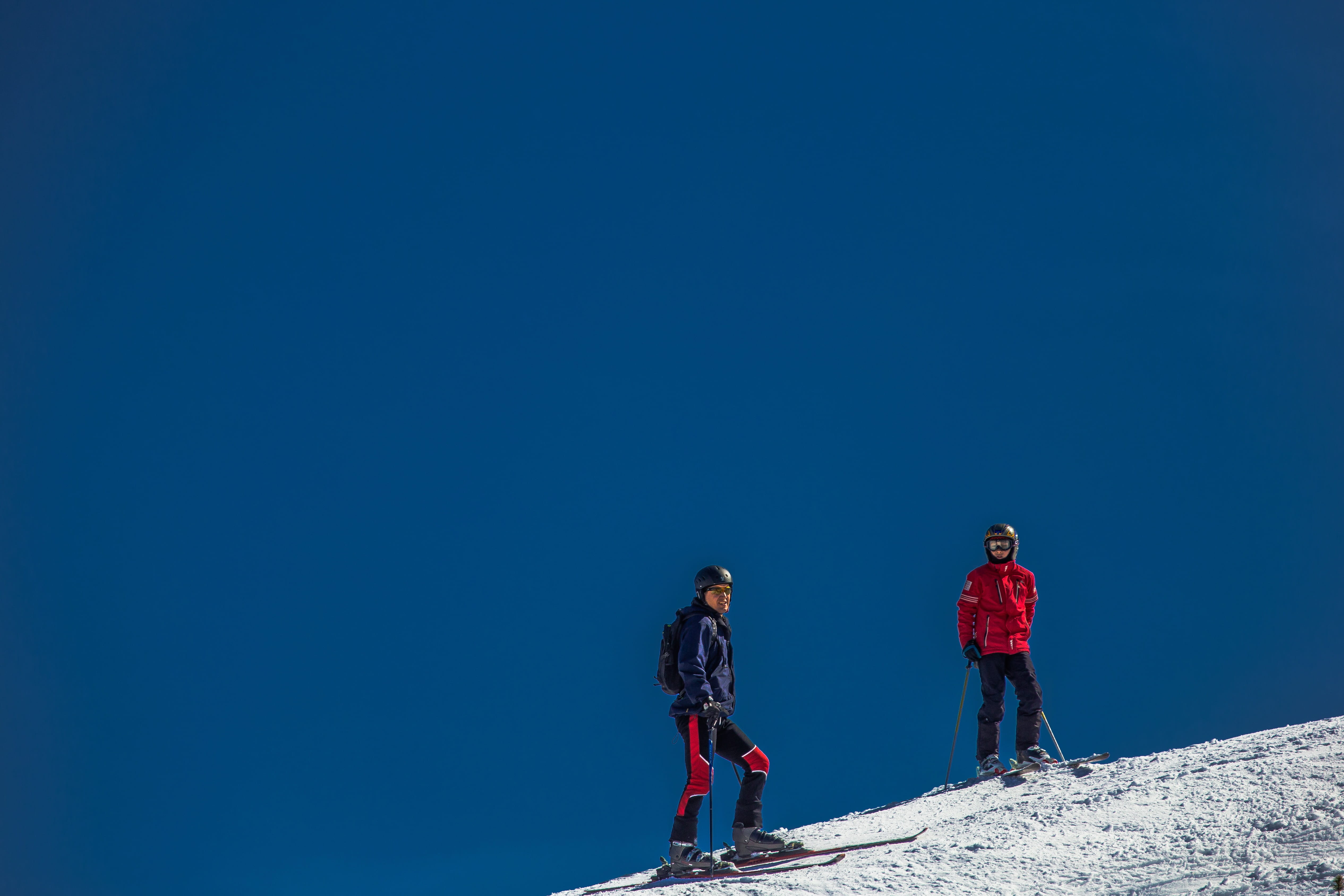 fun, exhausted, nature, ski, cold, winter sports, snow, salzburg, copy space, sport, 4K, two people, winter sport, adventure, mountain, leisure activity, HD Wallpaper