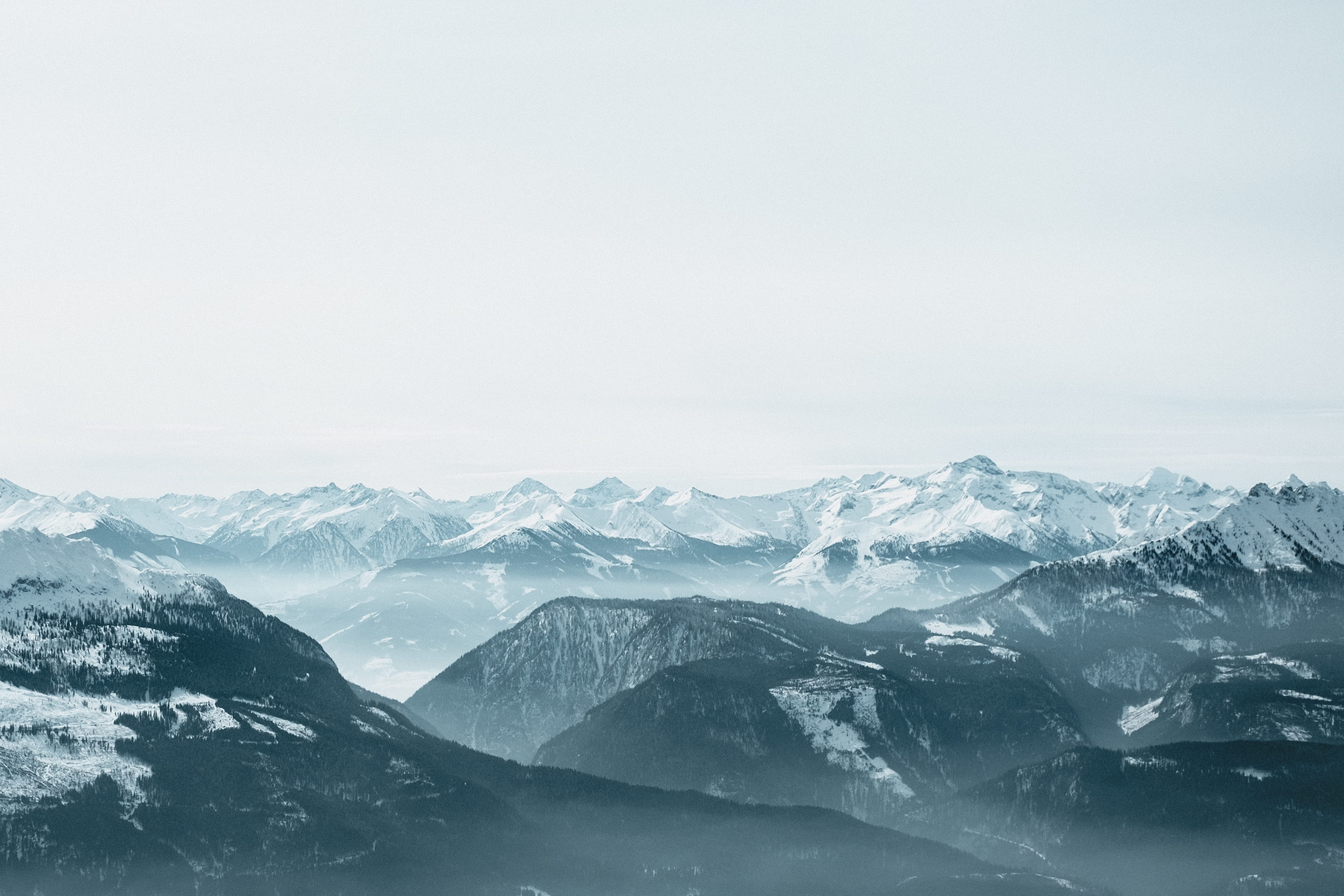 alps, view, austrian alp, daytime, ice, nature, mountain range, sky, mountain ridge, alp, landscape, outdoors, winter, fog, beauty in nature, no people, HD Wallpaper