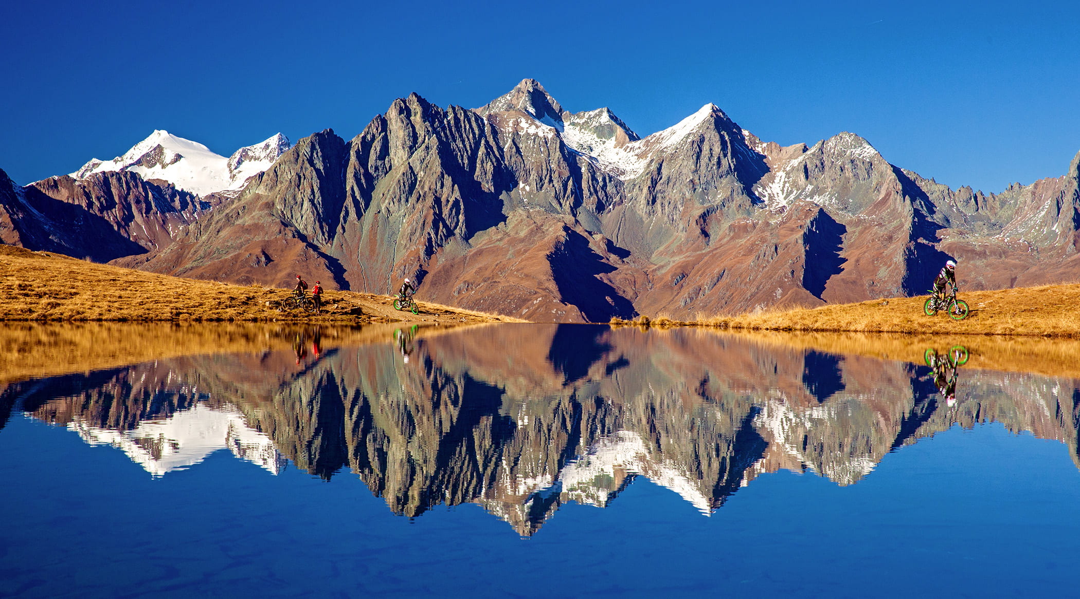mountain range, beautiful, people, scenic, austria, alps, austrian alps, tranquil scene, glacier, lake, landscape, travel, mountain peak, calm, mirror lake, HD Wallpaper