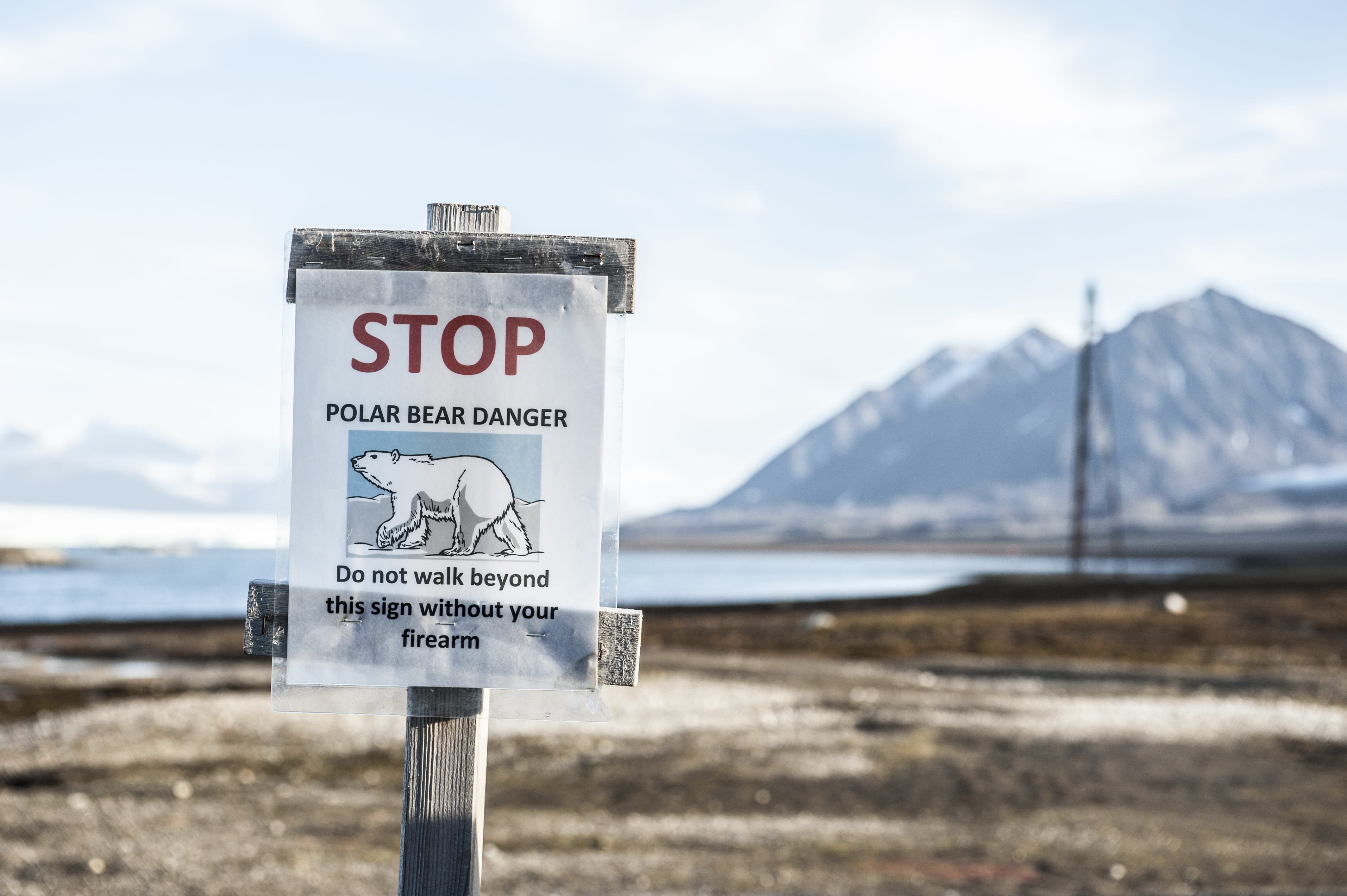 spitsbergen, sky, scenics - nature, 4K, mountain, communication, information, sign, norway, snowcapped mountain, research institution, north, environment, HD Wallpaper