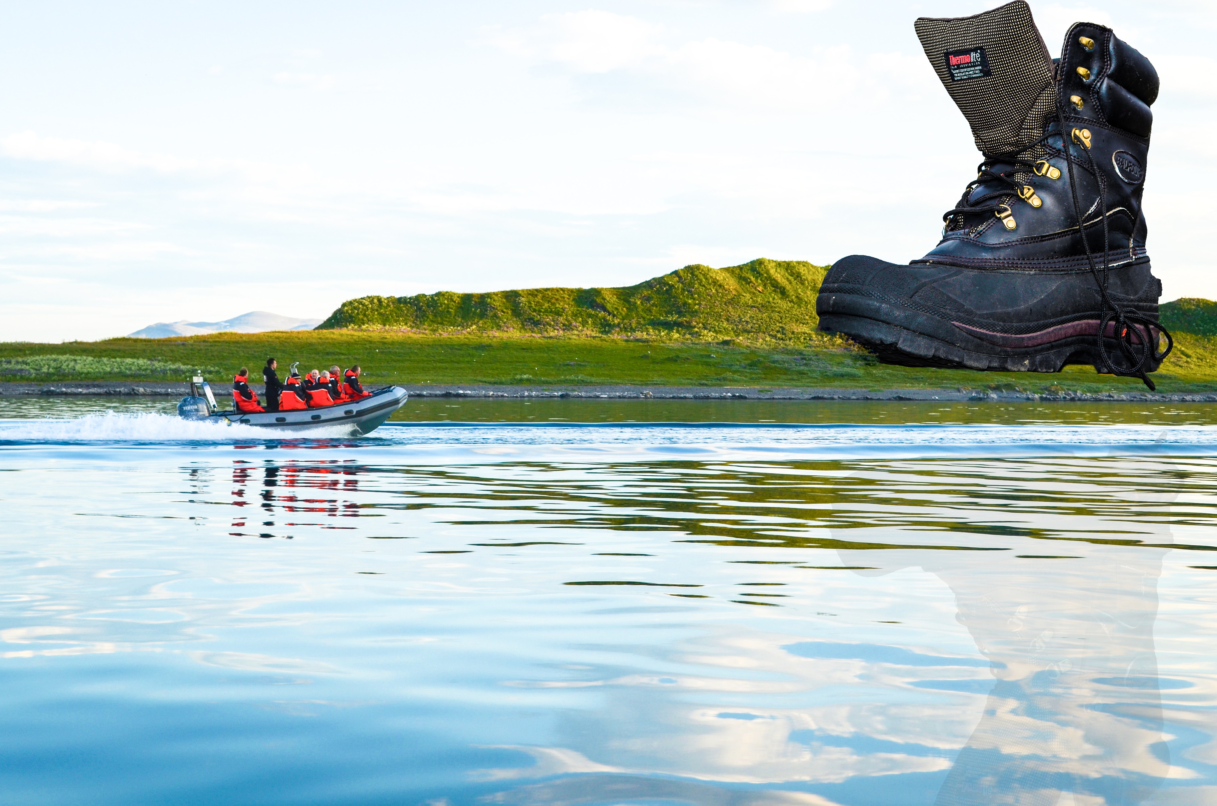 lake, spitsbergen, north atlantic, cloud - sky, nature, mode of transportation, day, sky, sitting, 4K, adventure, outdoors, water, mountain shoe, nautical vessel, HD Wallpaper