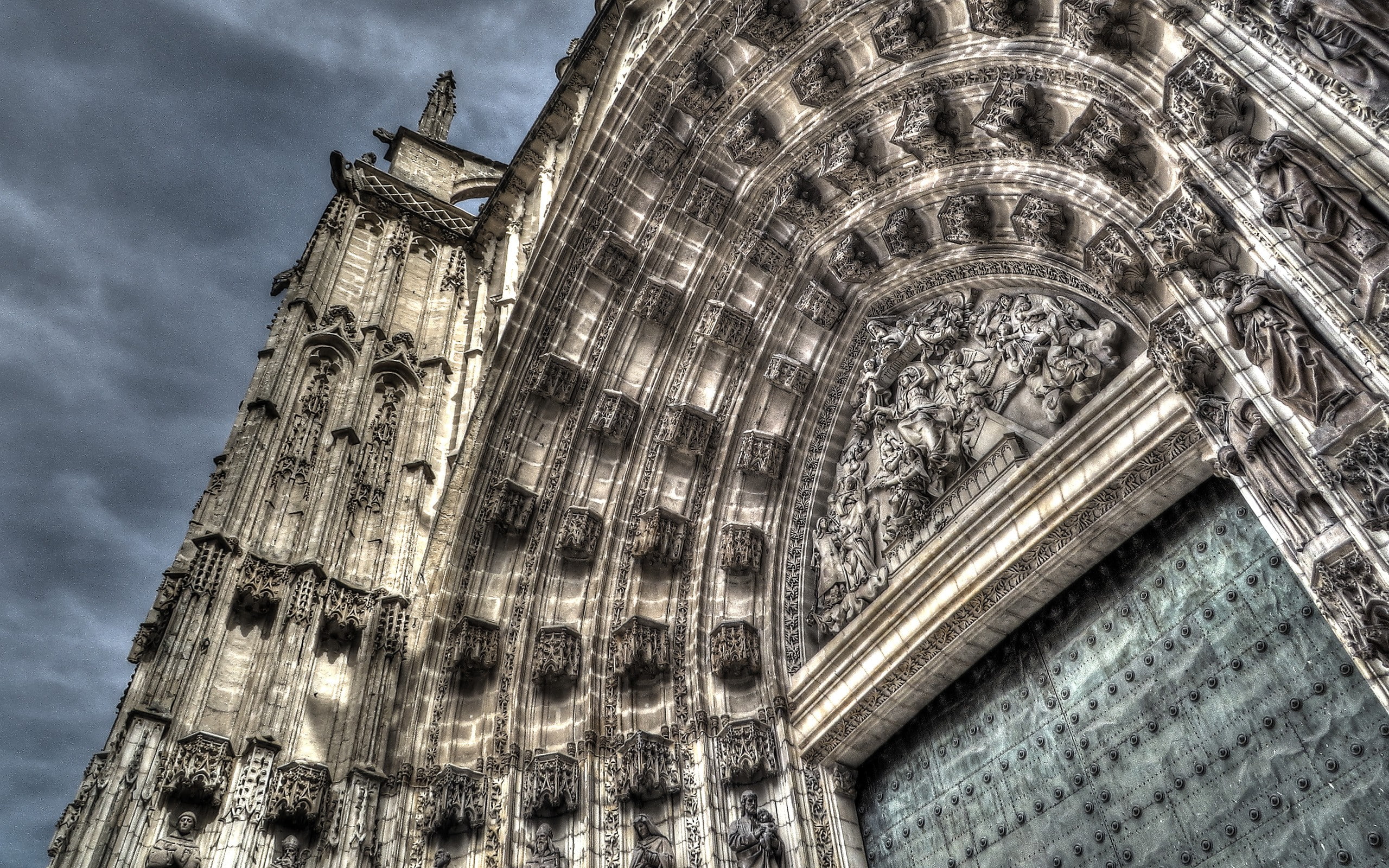 nature, Sevilla, place of worship, the past, belief, low angle view, built structure, travel, city, 2K, building exterior, gothic style, ornate, history, HD Wallpaper