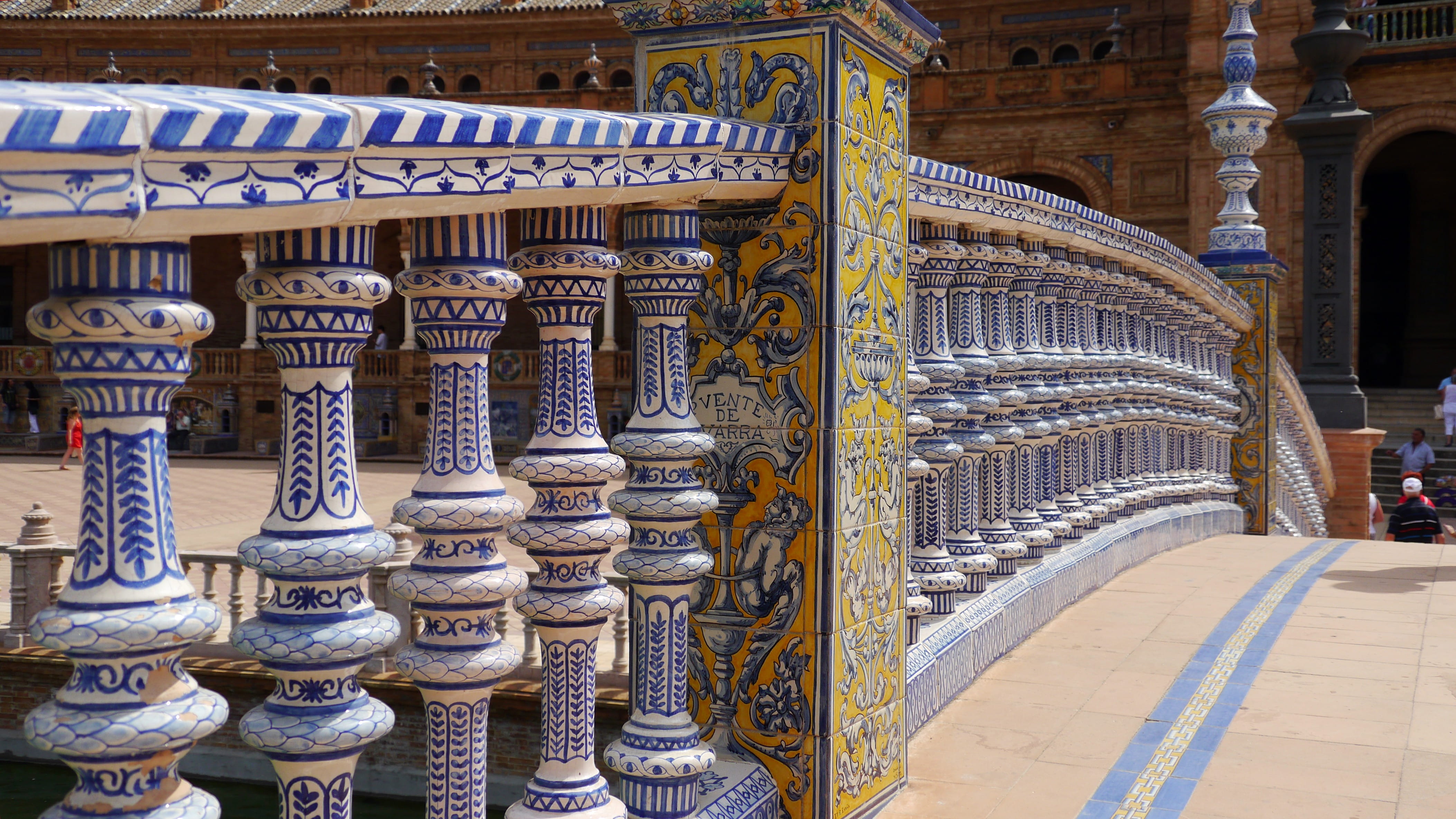 concrete, white, travel destinations, the past, tourism, Sevilla, ceramic, Architecture, Plaza España, history, creativity, spirituality, craft, built structure, HD Wallpaper