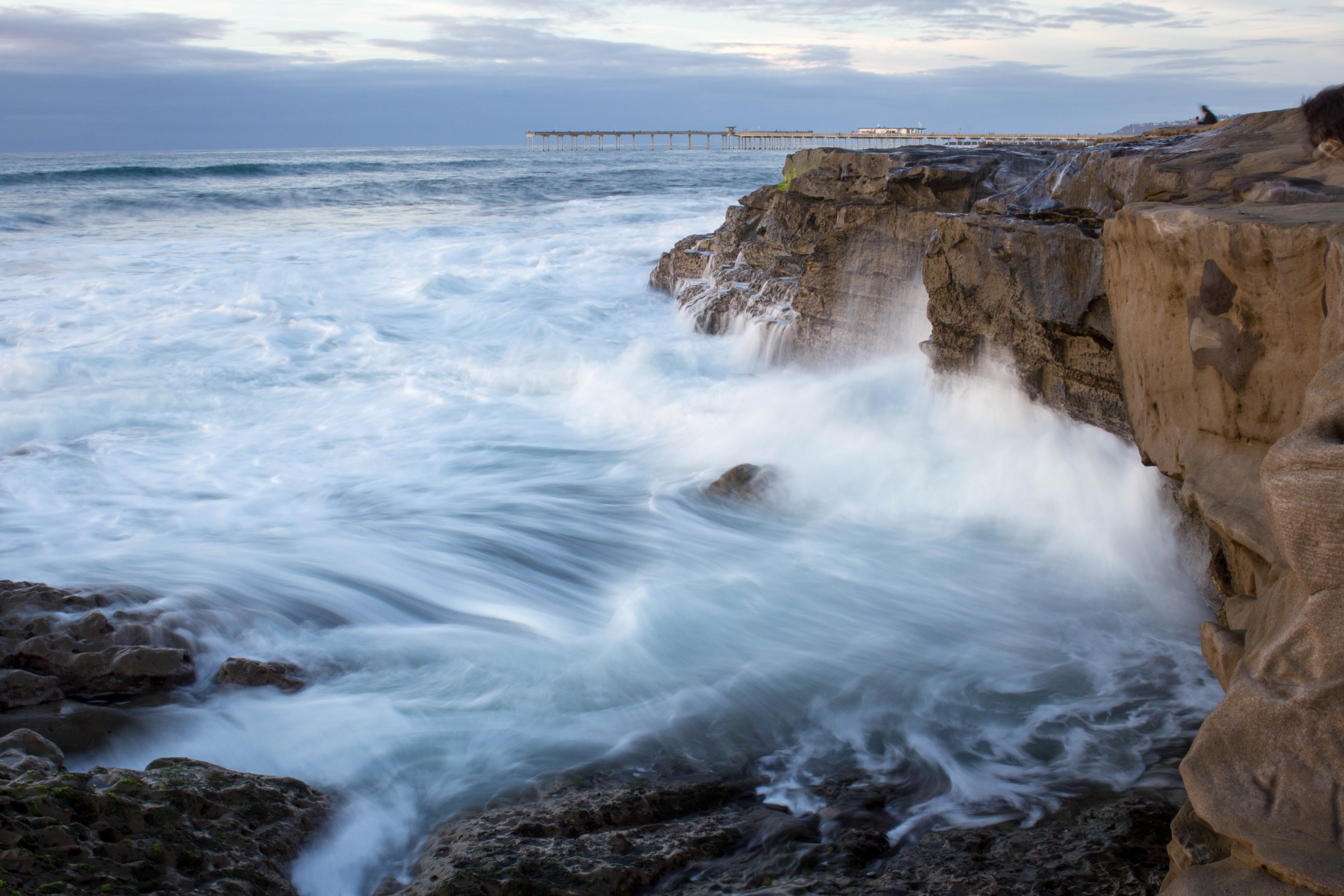 San Diego  California, rock - Object, 60D, LongExposure, coastline, beach, landscape, nature, rocks, Explored, cliff, 5K, Water, United States, wave, Subjects, HD Wallpaper