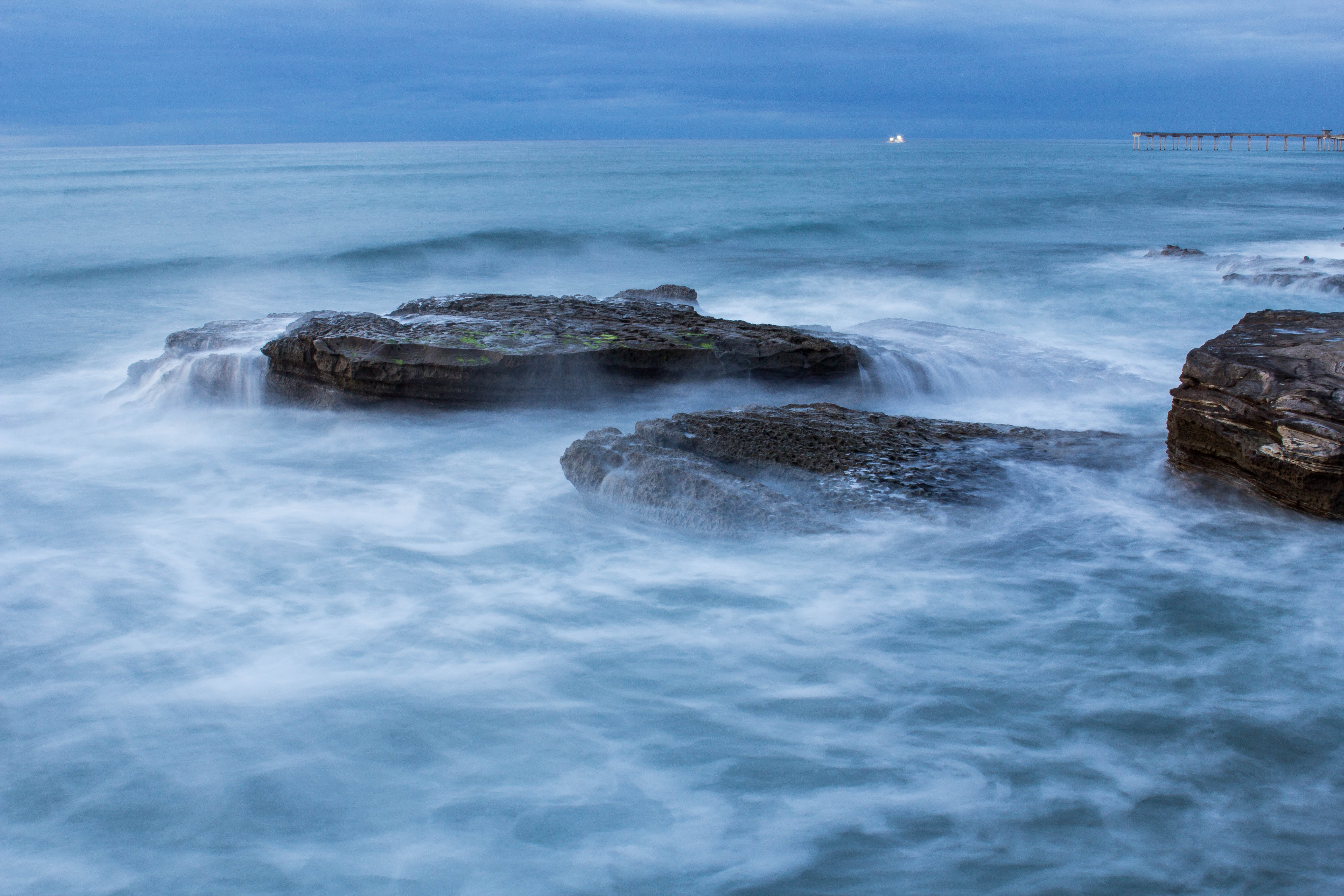 Pacific  Blue, Waves, seascape, sea, San Diego  California, Canon, 60D, United States, daytime, Beach, blue, scenics, Rocks, Lightroom, sea wave, nature, HD Wallpaper
