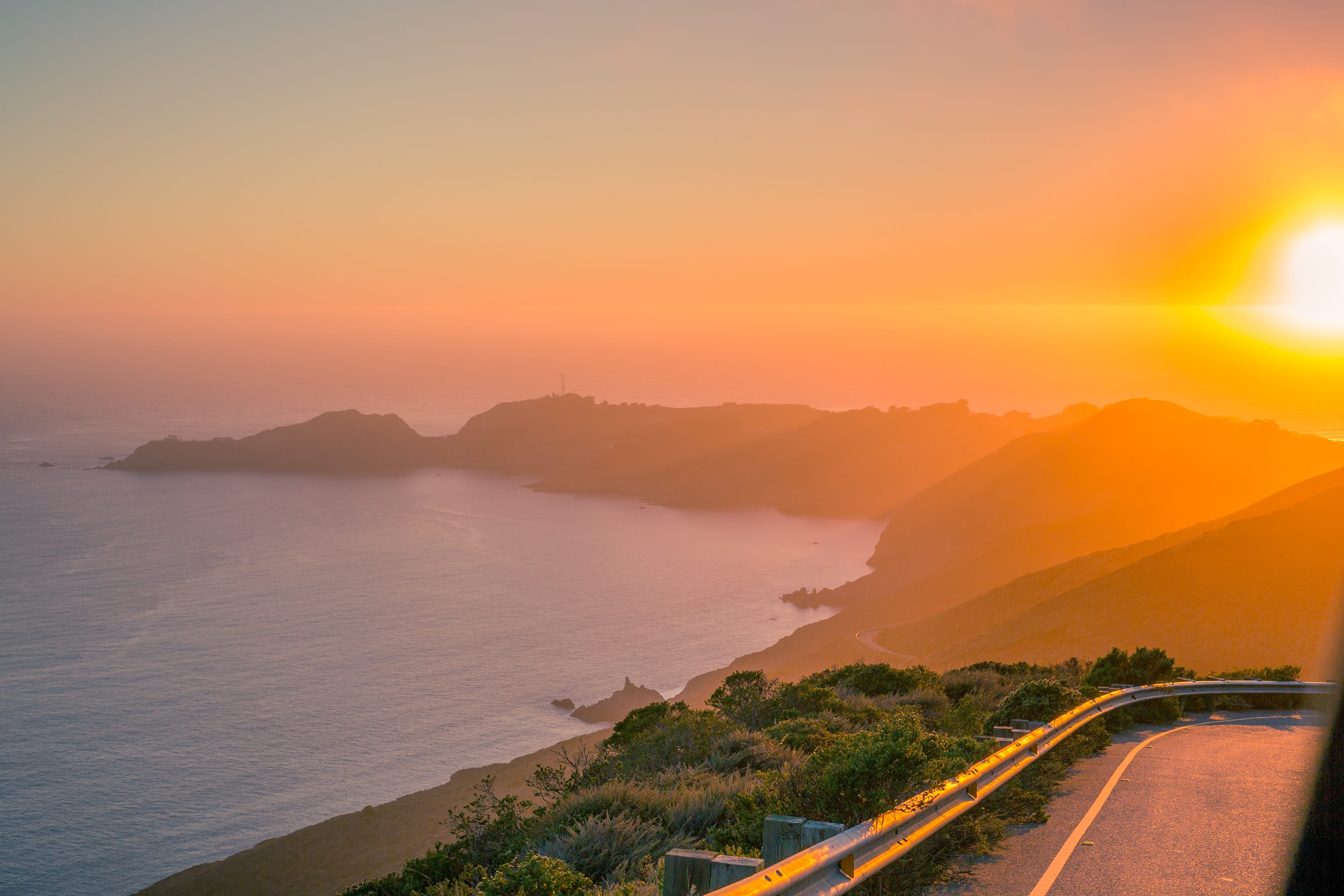 sun, travel, sea, land, environment, landscape, beauty in nature, marin headlands, nature, sky, outdoors, no people, tranquility, mountain, san francisco, HD Wallpaper