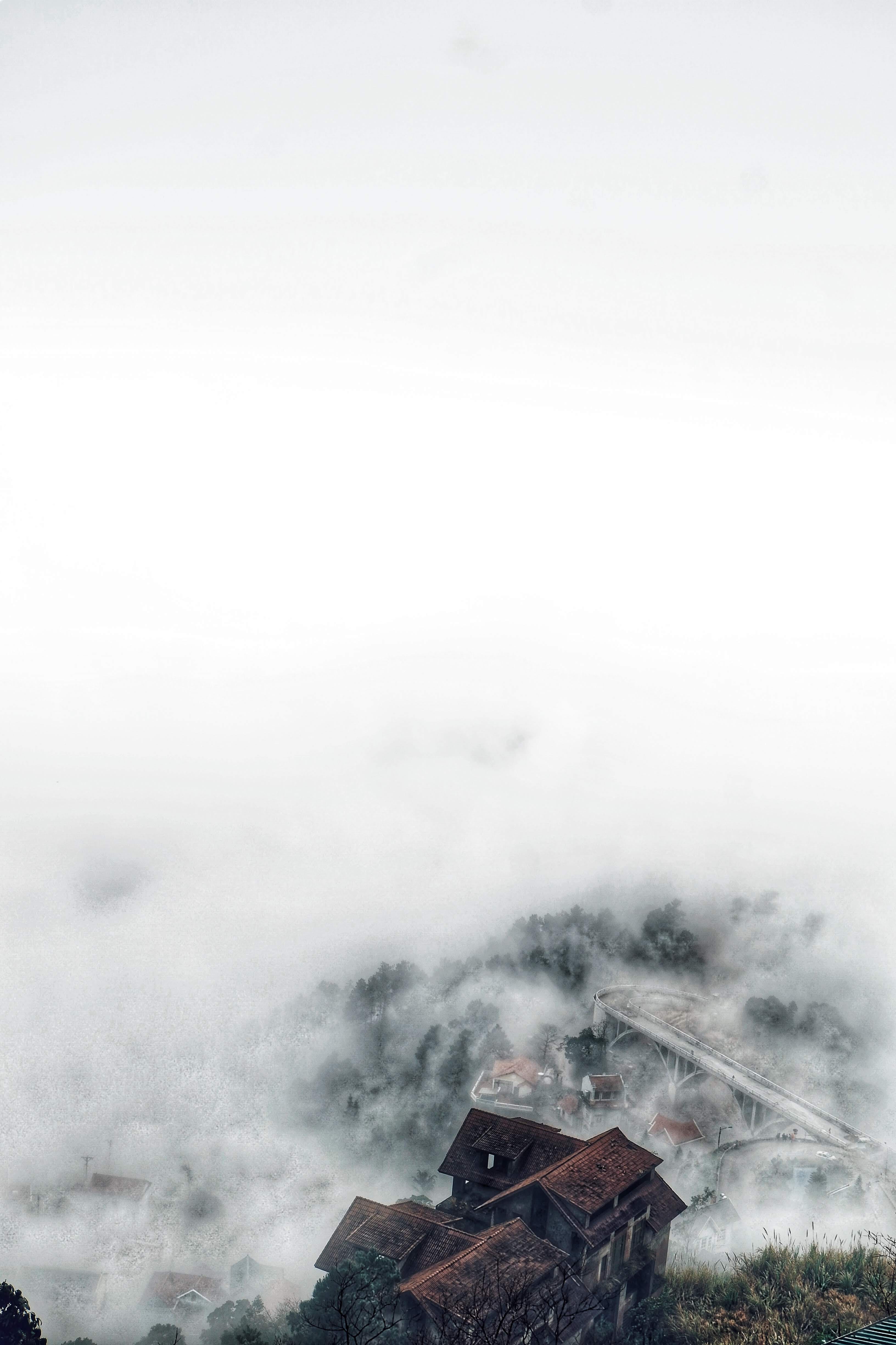 vietnam, geology, haze, house, fog, copy space, tranquility, beauty in nature, land, tranquil scene, landscape, 4K, power in nature, non-urban scene, mountain, Phone HD Wallpaper