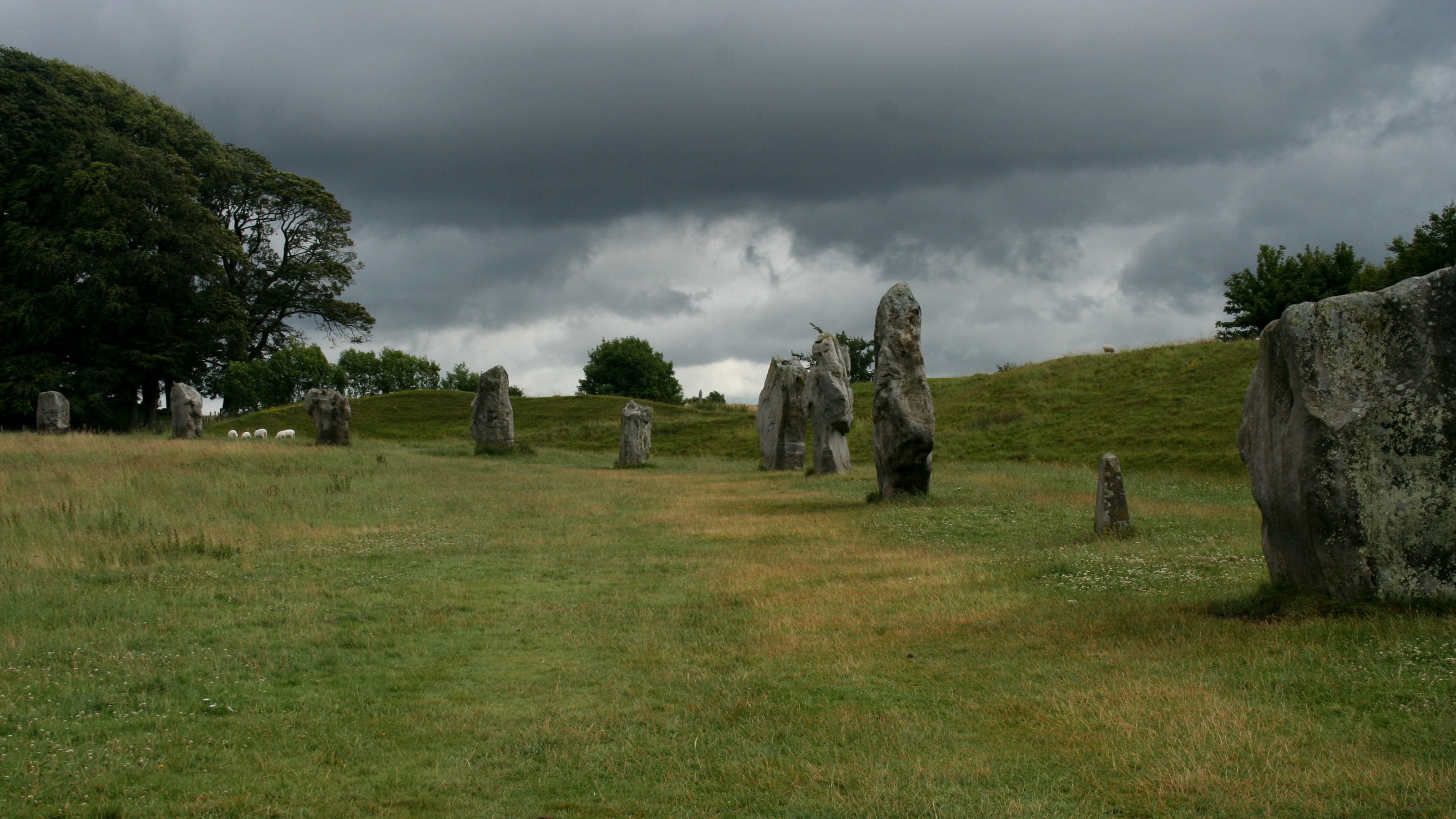 Avebury, paganism, rocks, outdoors, druid, green color, England, the past, nature, lined, landscape, monument, Celts, land, tree, ancient civilization, HD Wallpaper