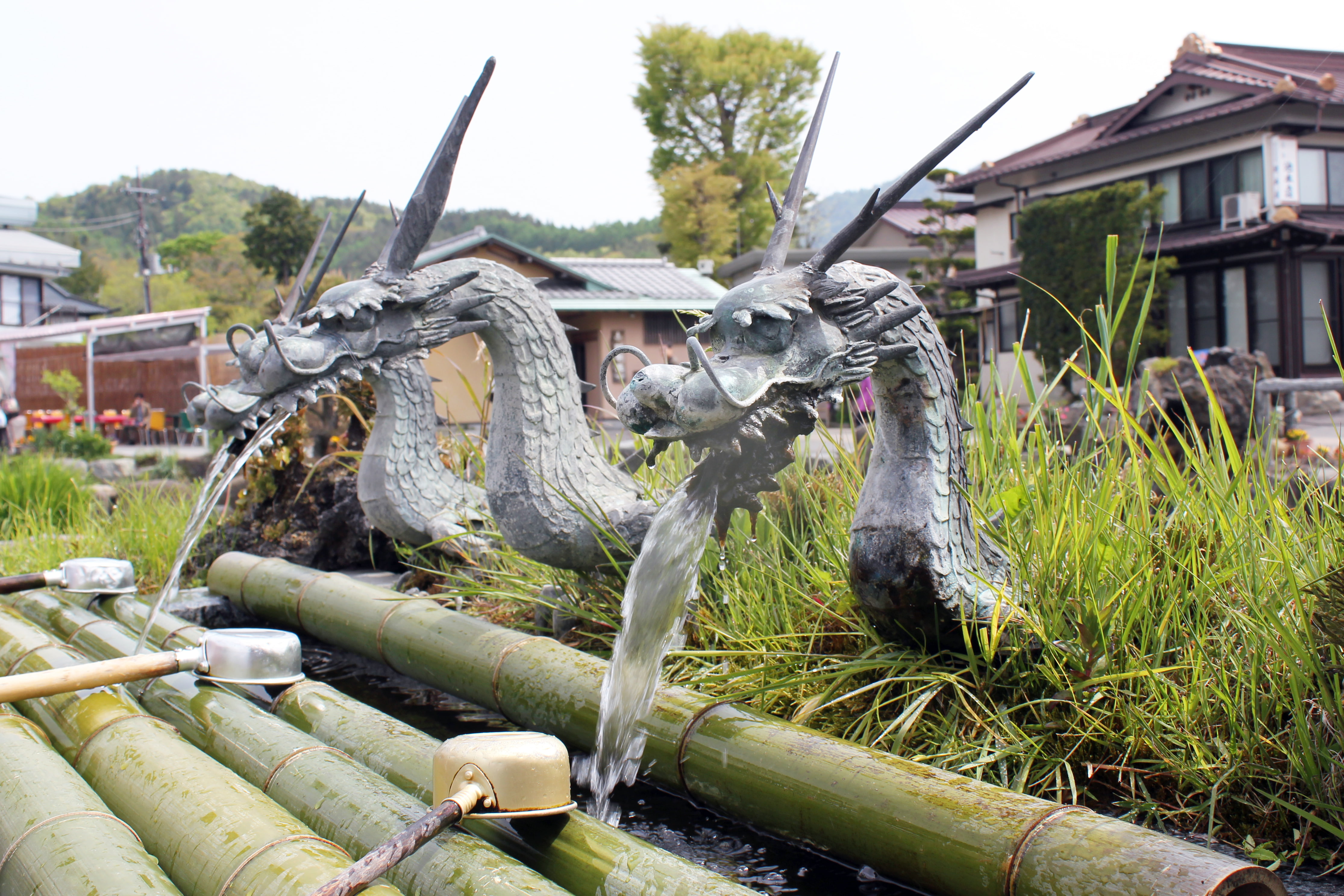 4K, Japan, water, dragon, fountain, HD Wallpaper