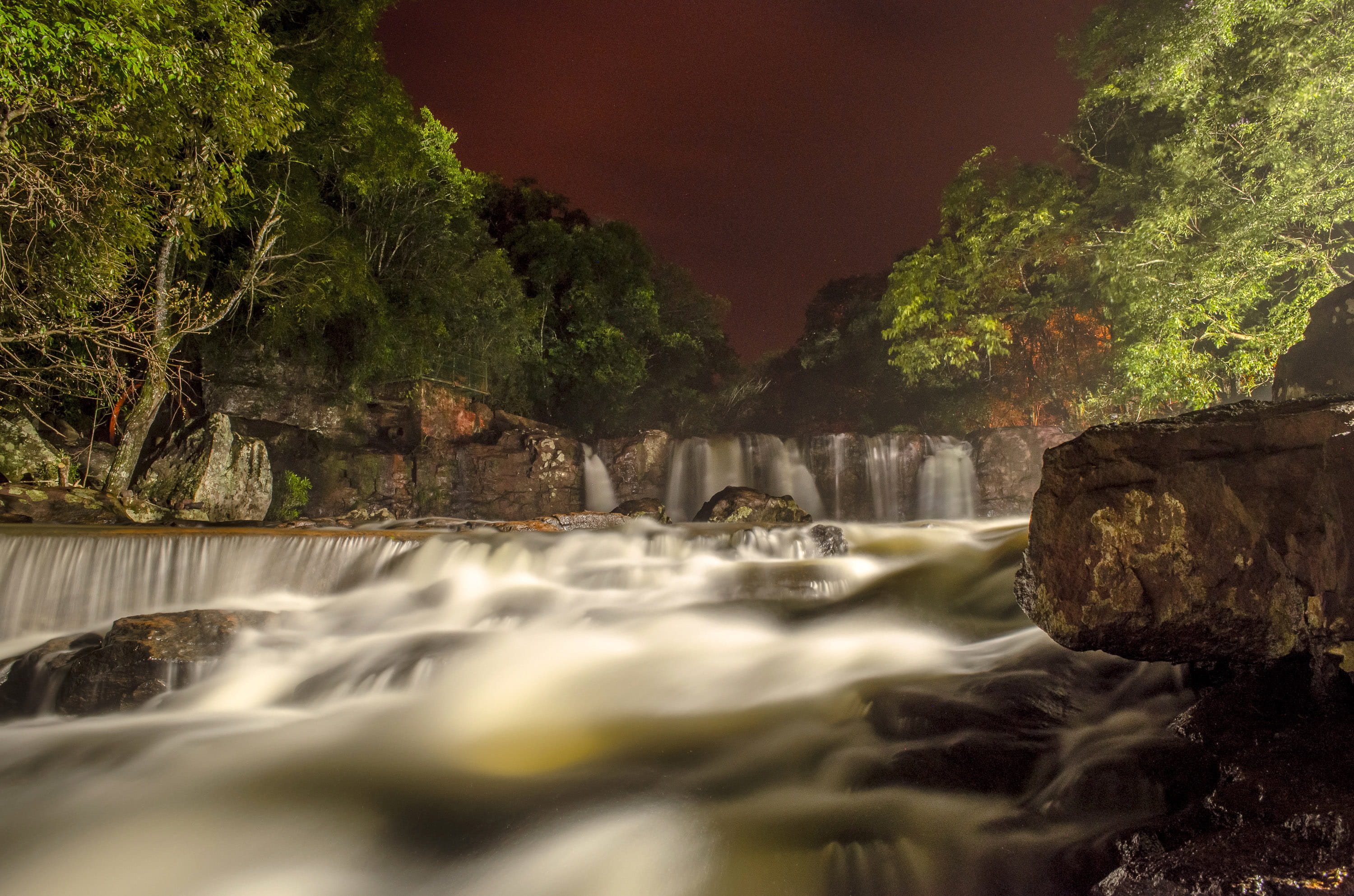 rapids, scenics - nature, flowing, waterfall, solid, scenics, power in nature, green Color, nature, plant, landscapes, no people, forest, blurred motion, HD Wallpaper