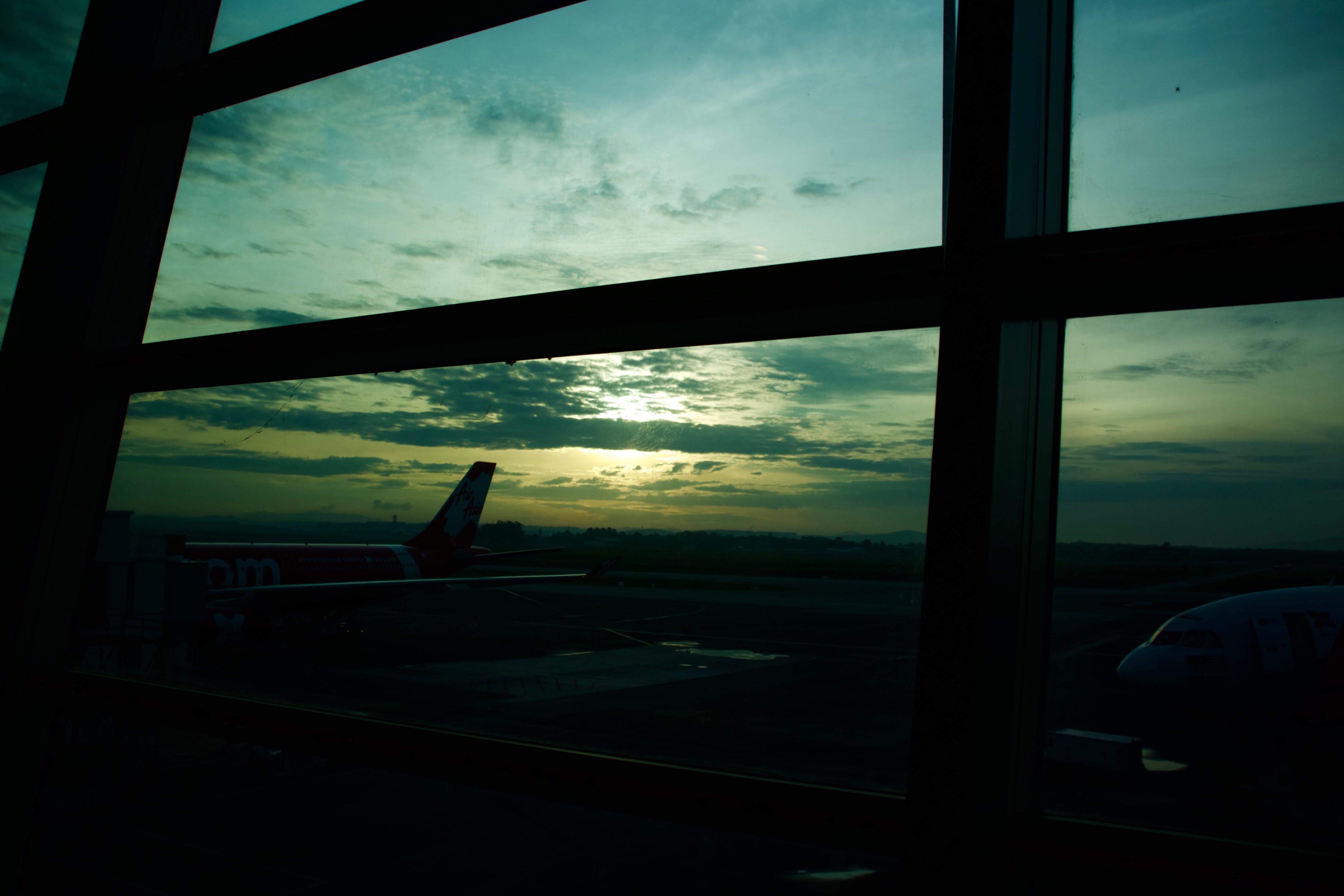 cloud - sky, sepang, airport runway, monsoon, kuala lumpur, transportation, dusk, airport terminal, no people, 4K, airport, mode of transportation, sunset, HD Wallpaper