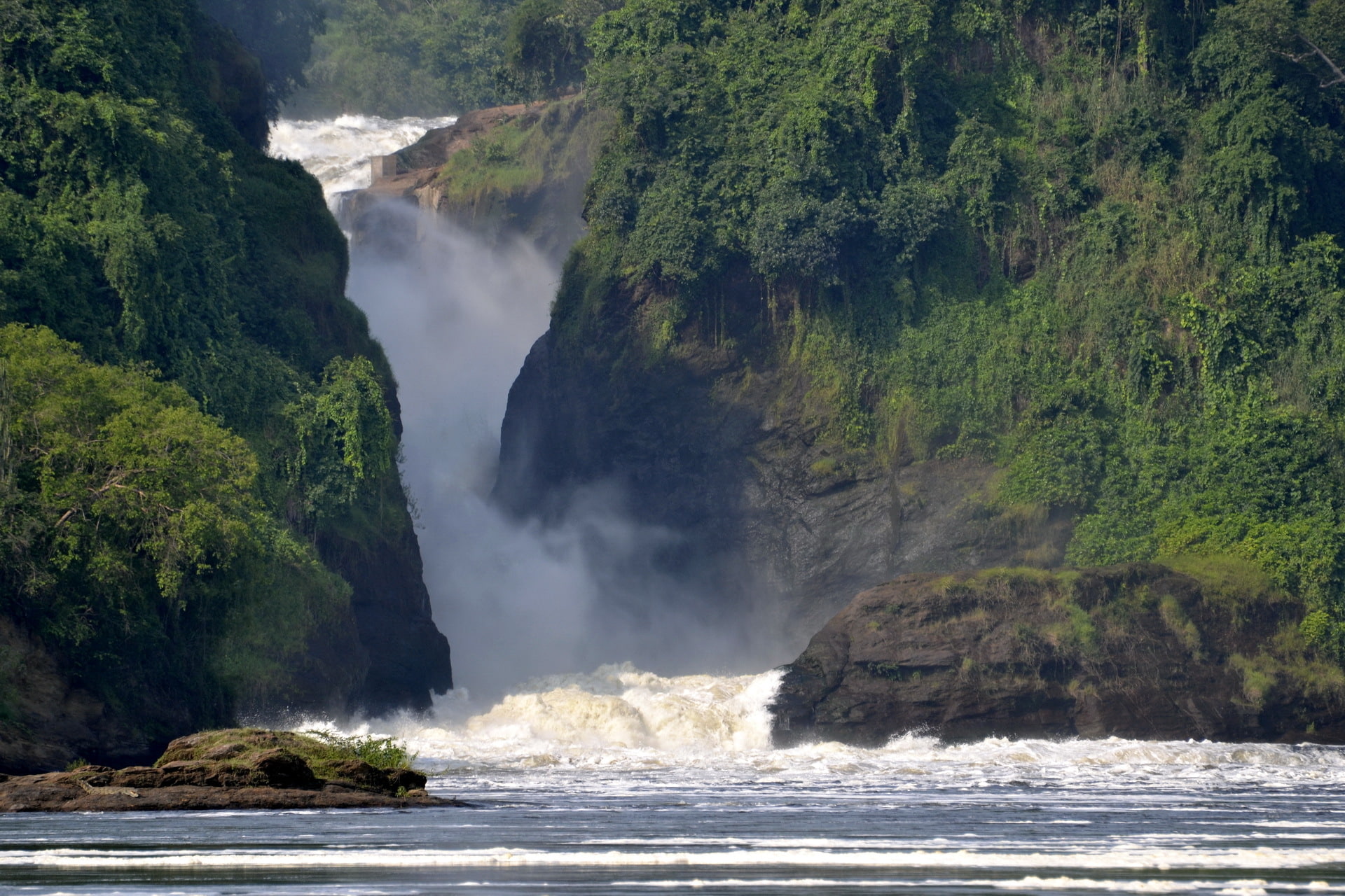 river, squirt, rocks, stream, 1080P, Murchison Falls National Park, Uganda, waterfall, Africa, foam, rapid, greens, HD Wallpaper