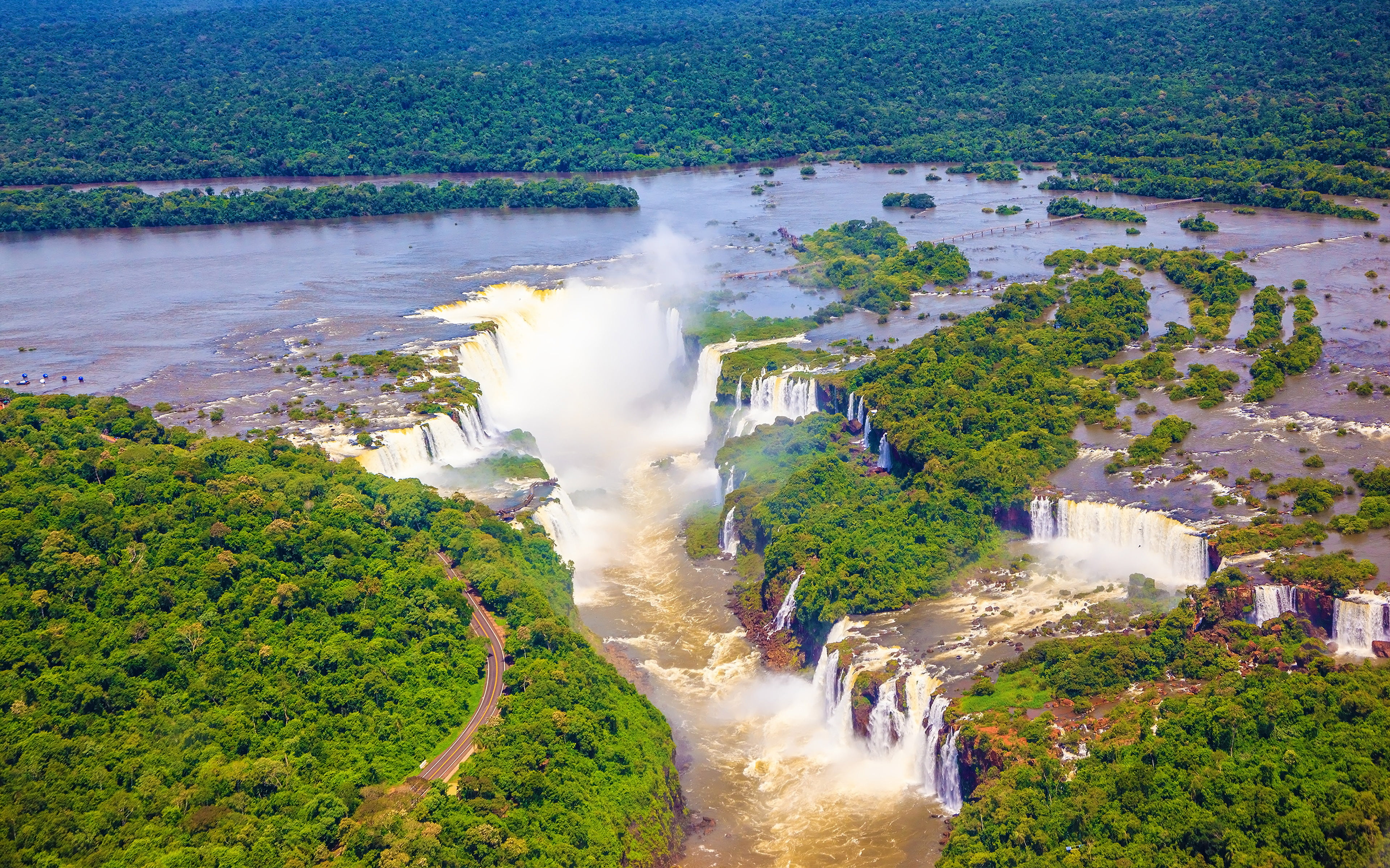 scenics - nature, iguazu, view, beauty in nature, brazil, landscape, nature, tree, non-urban scene, no people, power in nature, plant, motion, tranquility, HD Wallpaper