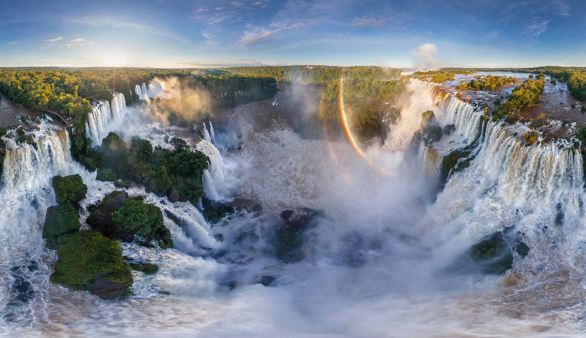 Iguazu, waterfalls, 1080P, Brazil, Argentina, South America, rainbow, HD Wallpaper