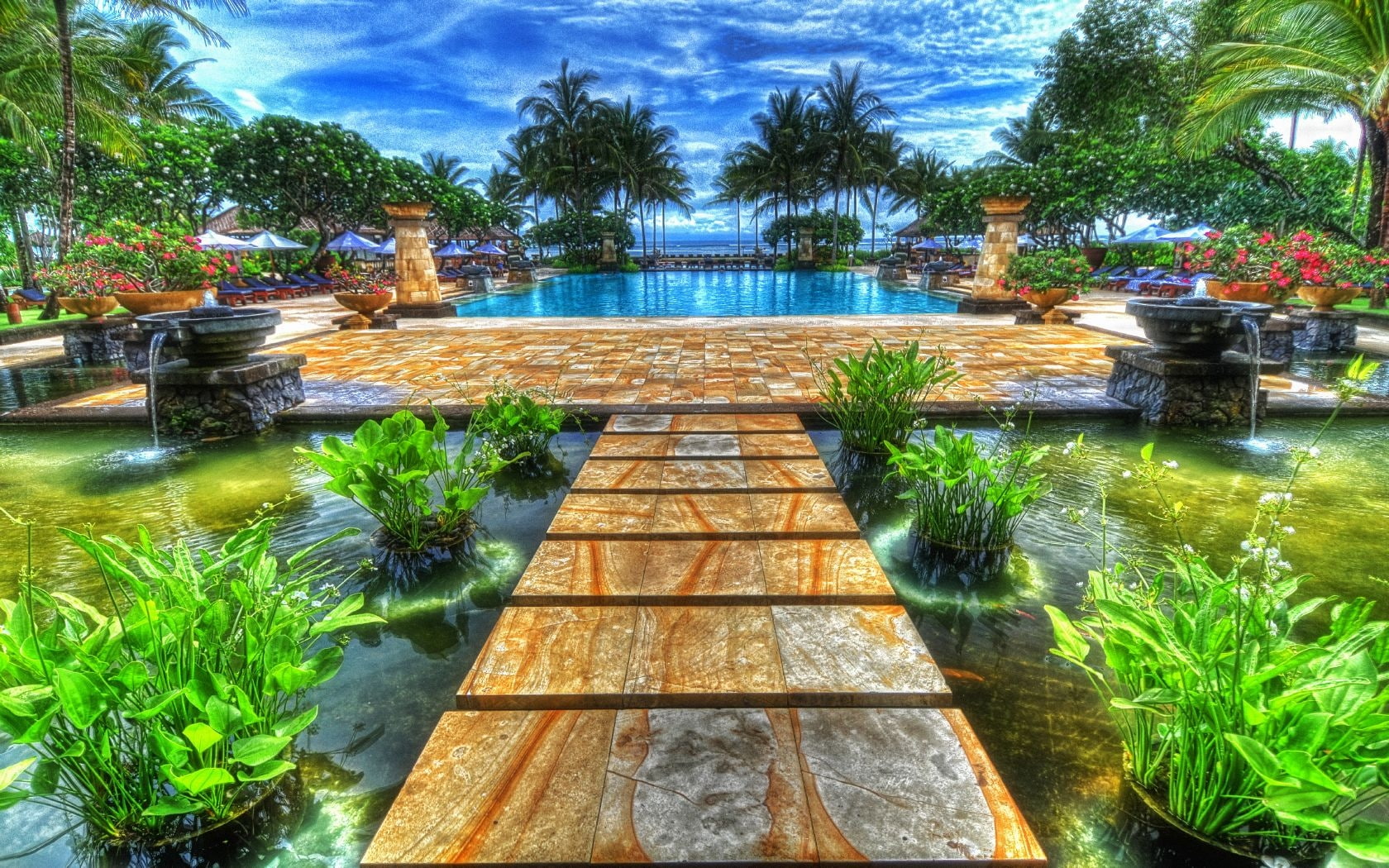 paradise, nature, 720P, hd, pool, HD Wallpaper