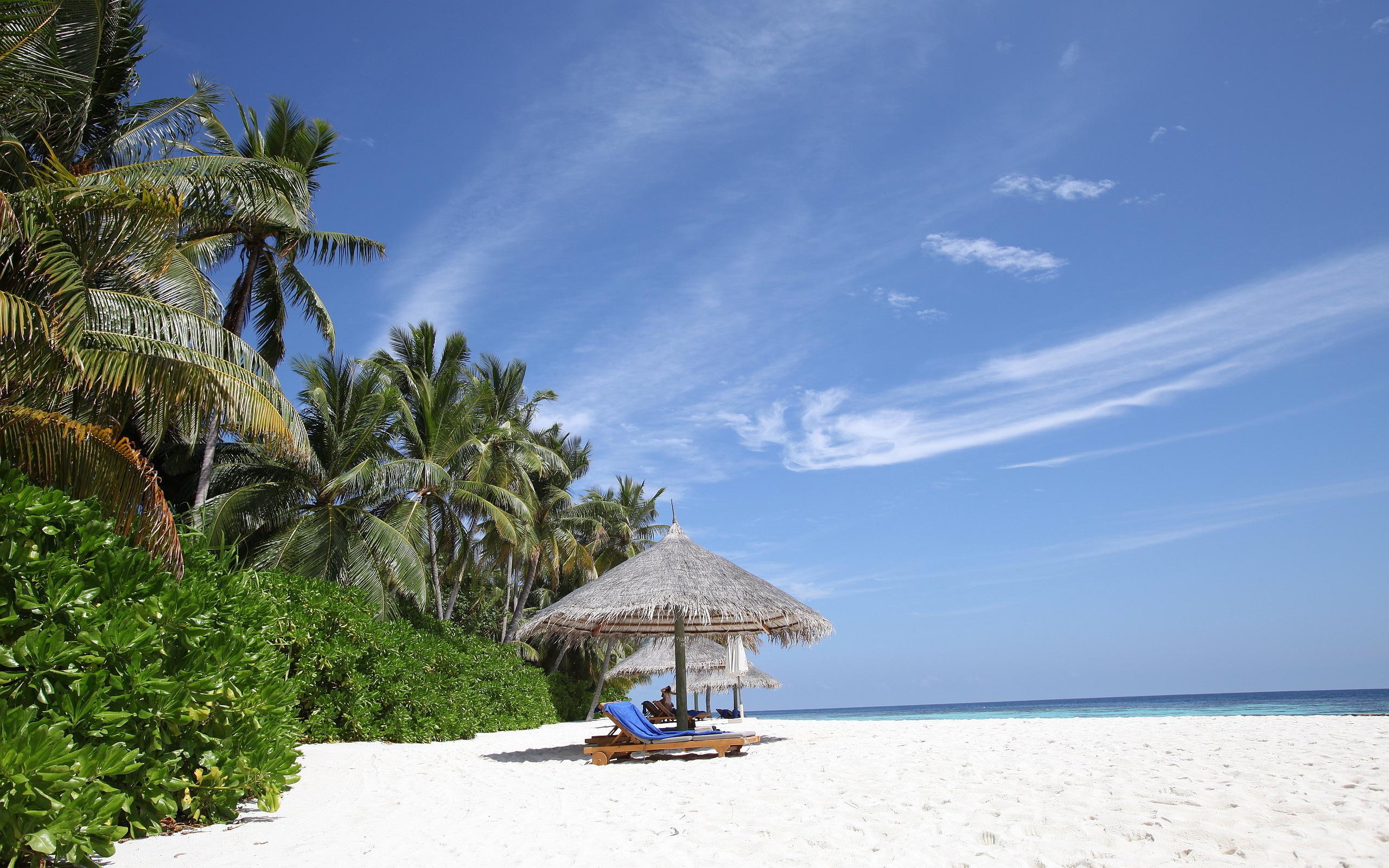 maldives, beach, nature, paradise, 2K, HD Wallpaper