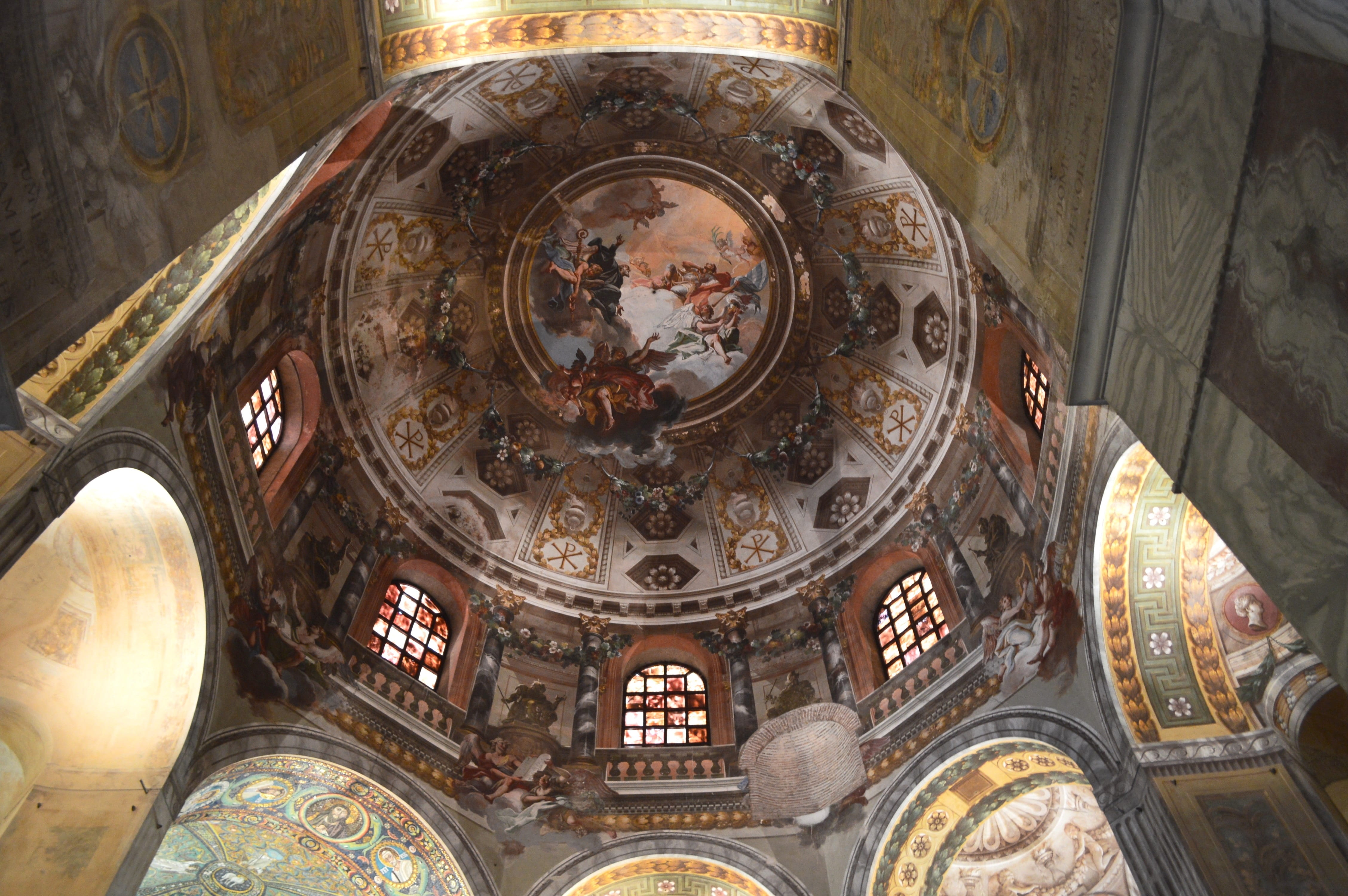 built structure, angel, building, ornate, close-up, day, altar, belief, mural, history, human representation, cupola, ceiling, spirituality, indoors, architecture, HD Wallpaper