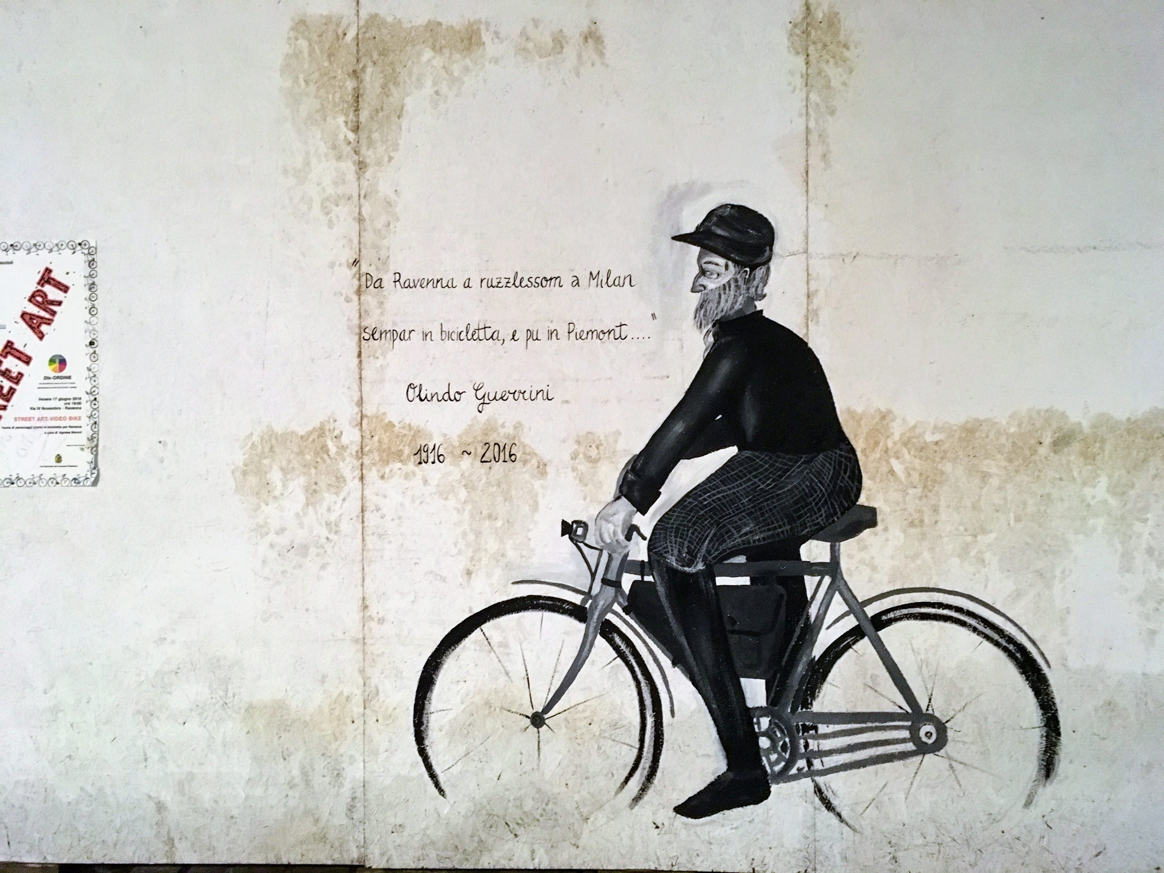 transportation, riding, full length, architecture, one person, text, Wall Painting, adult, Italy, outdoors, bicycle, real people, side view, building exterior, HD Wallpaper