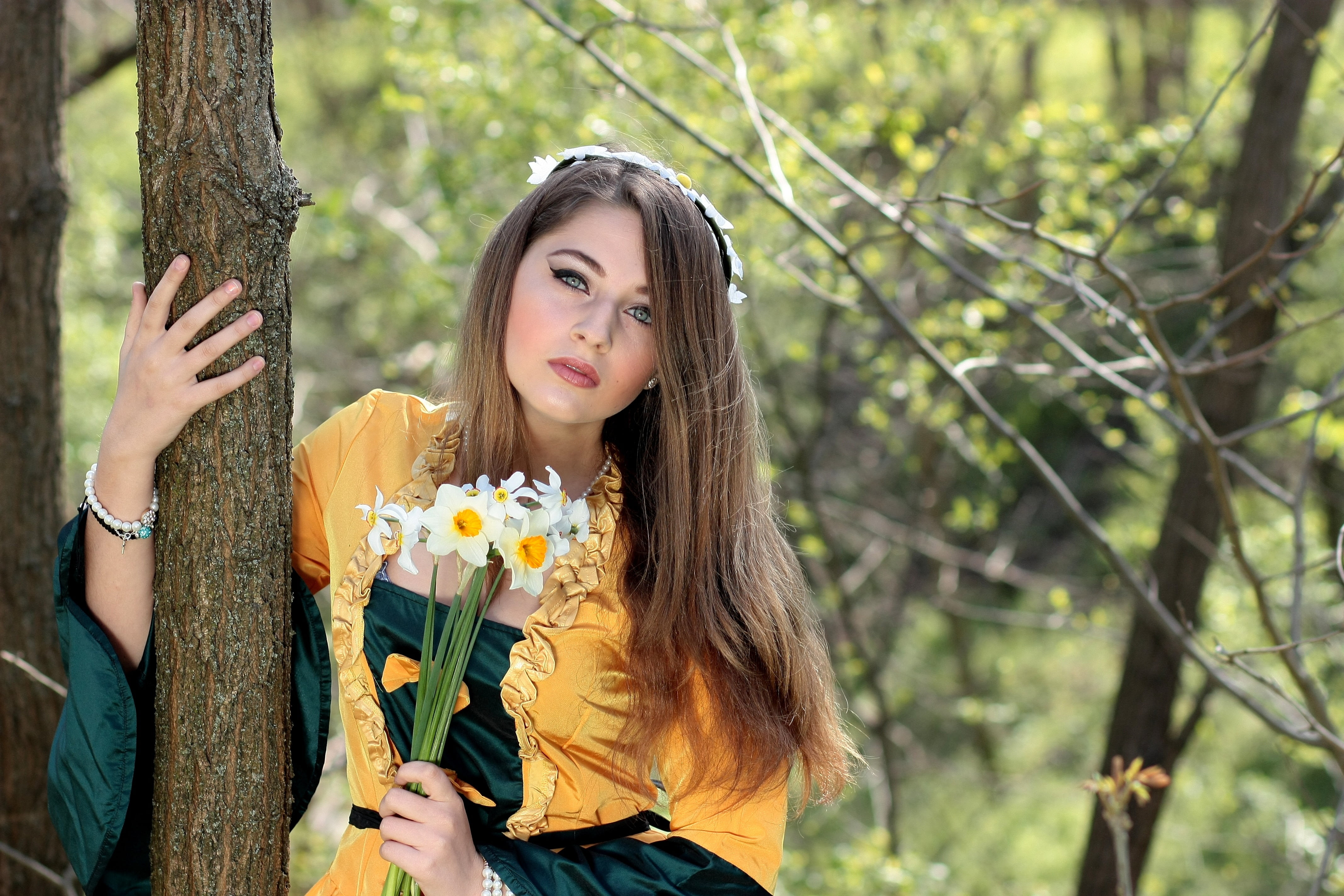 long hair, forest, petaled, people, freshness, story, beautiful, hair, teenager, flower, beautiful woman, beauty in nature, beauty, flowering plant, nice, HD Wallpaper
