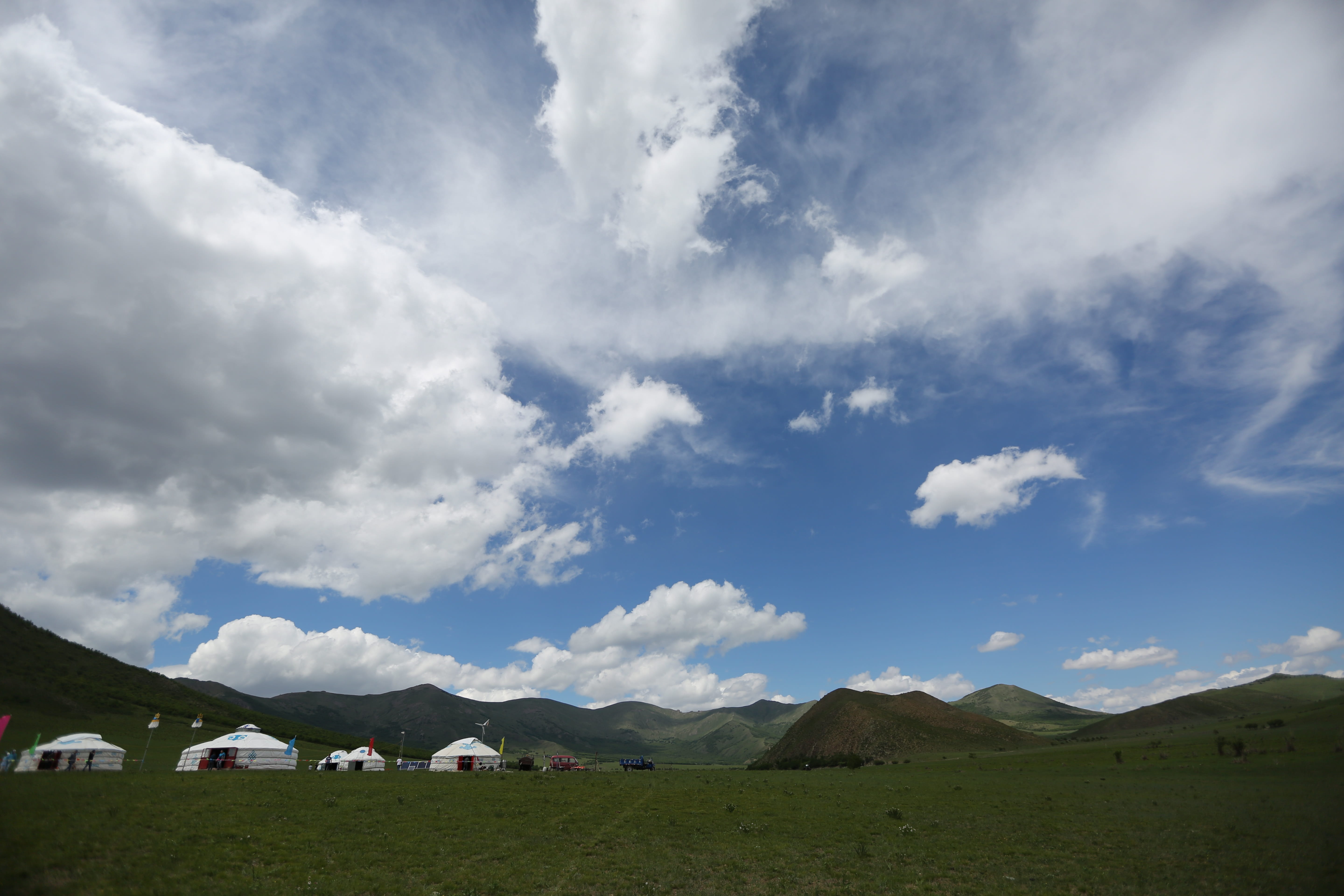 scenics - nature, yurt, cloud, landscape, mountain, environment, livestock, mongolian, day, animal themes, beauty in nature, no people, cloud - sky, land, HD Wallpaper