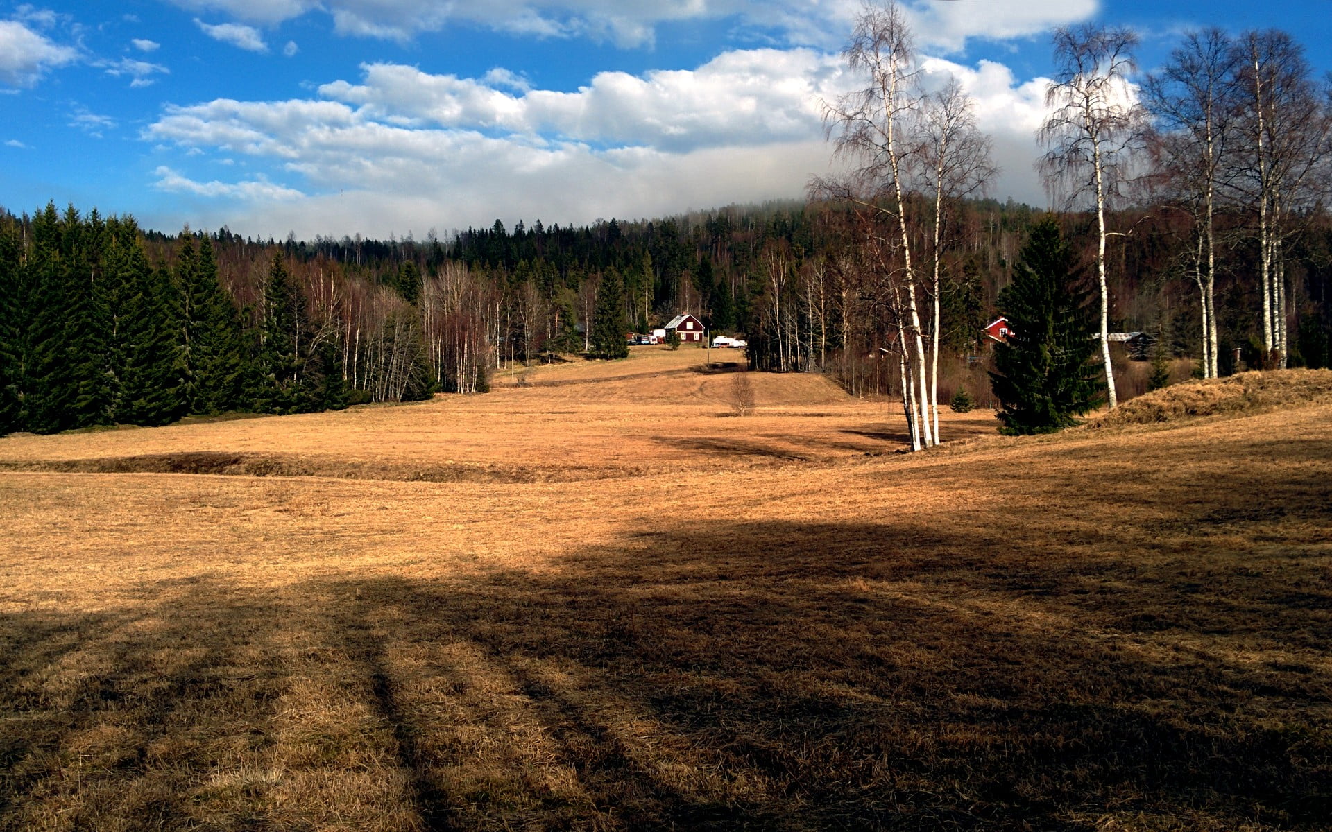 1080P, wooden, outdoors, house, brown, transportation, cloud - sky, sky, tree, fence, grass, Sundsvall, scenics - nature, environment, growth, plant, no people, HD Wallpaper