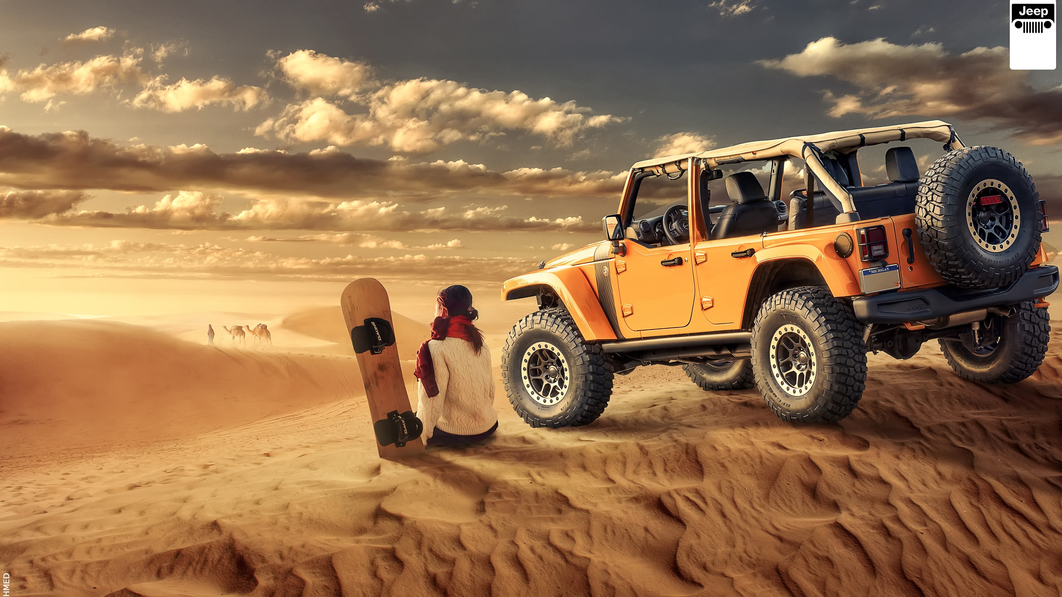 Desert, Jeep, Road, Wrangler, 2K, HD Wallpaper
