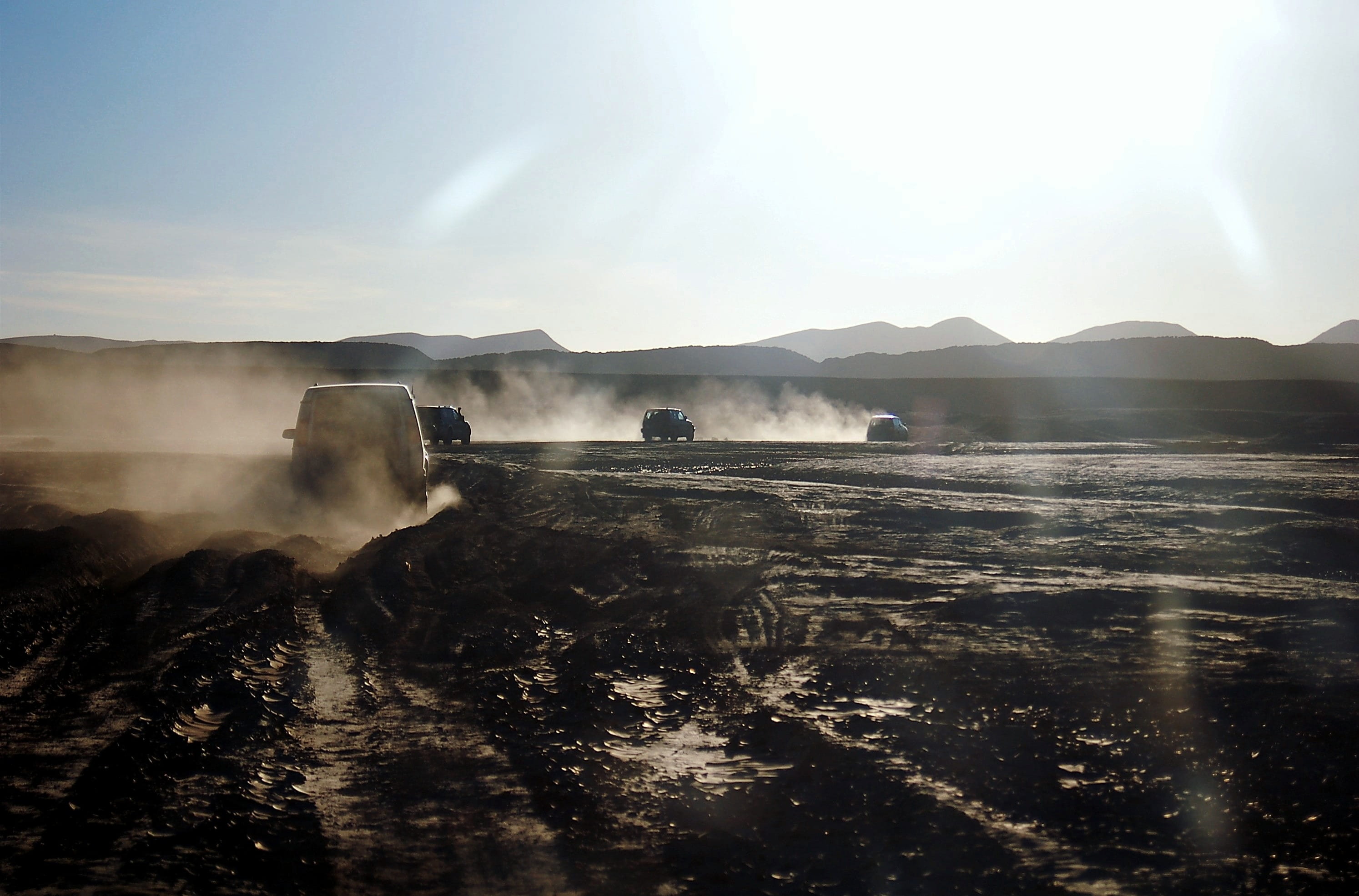 track, water, vehicles, mud, puddle, scenics, peaceful, tranquil scene, mountain, outdoors, trail, dom, pollution, day, landscape, steam, beauty in nature, HD Wallpaper