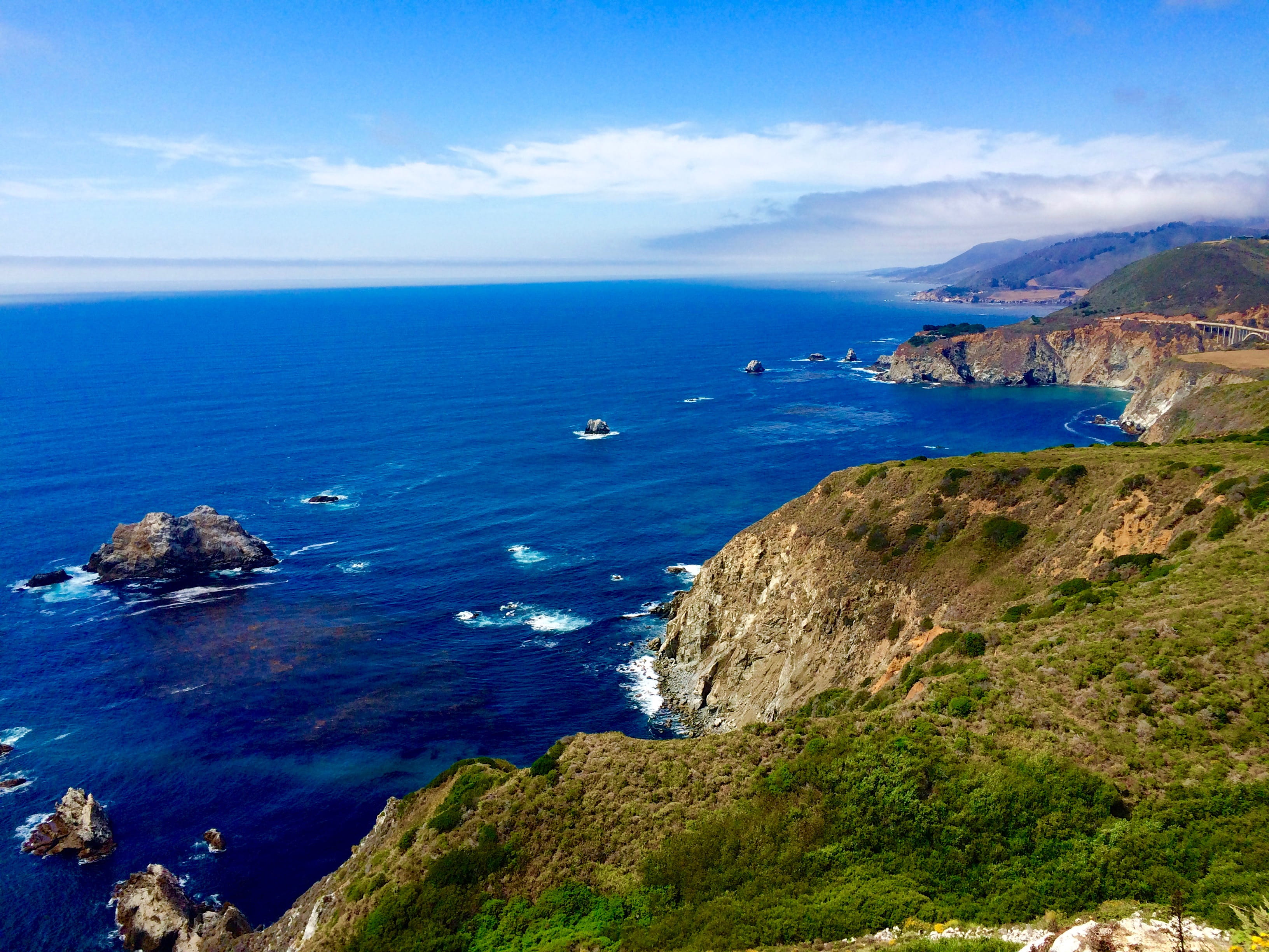 tranquil scene, cloudscape, water, coastline, sea, horizon over water, notleys landing, 2K, california, scenics - nature, mountain, coastal, sky, rock, HD Wallpaper
